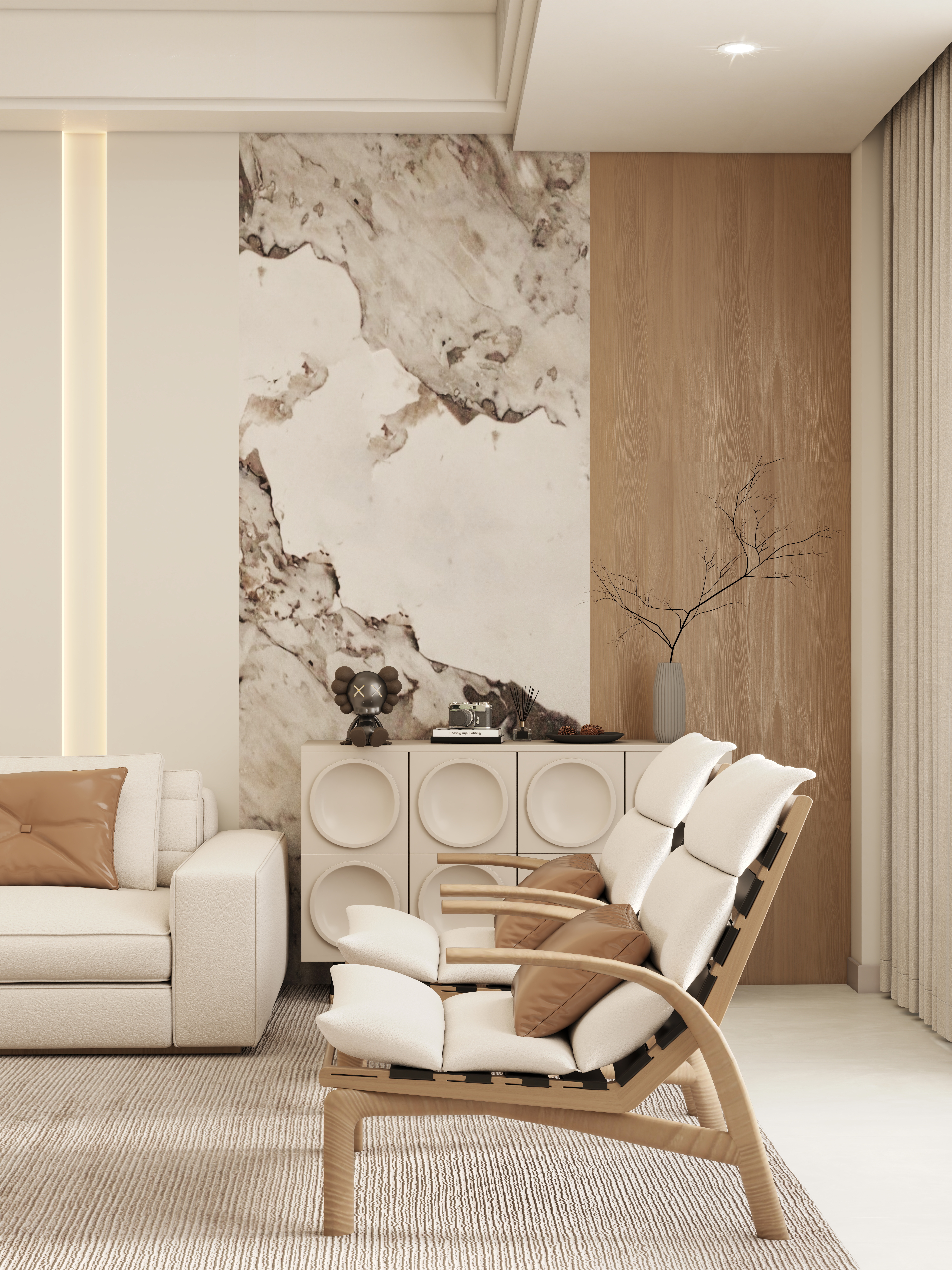 壹诺设计工作室-114㎡3室-奶油风装修效果图