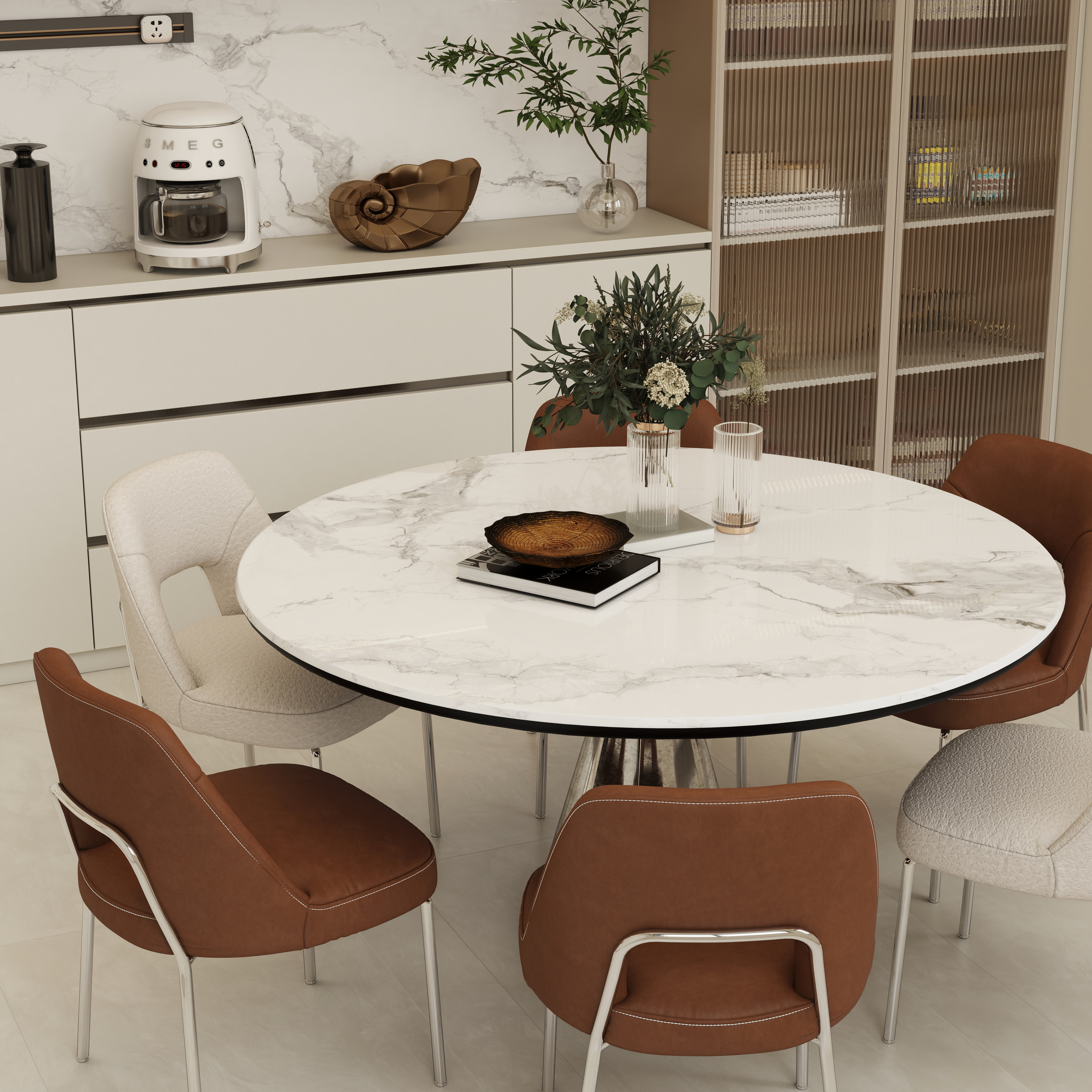 壹诺设计工作室-自建房奶油风装修效果图