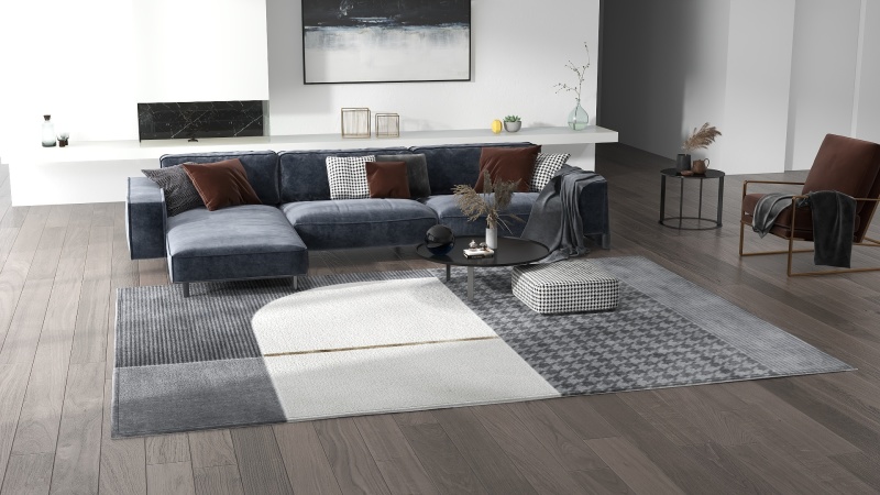 Contemporary Living Room with Minimalist Blue Tone