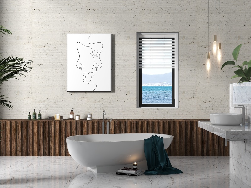 Modern Minimalist Bathroom with Concrete Walls