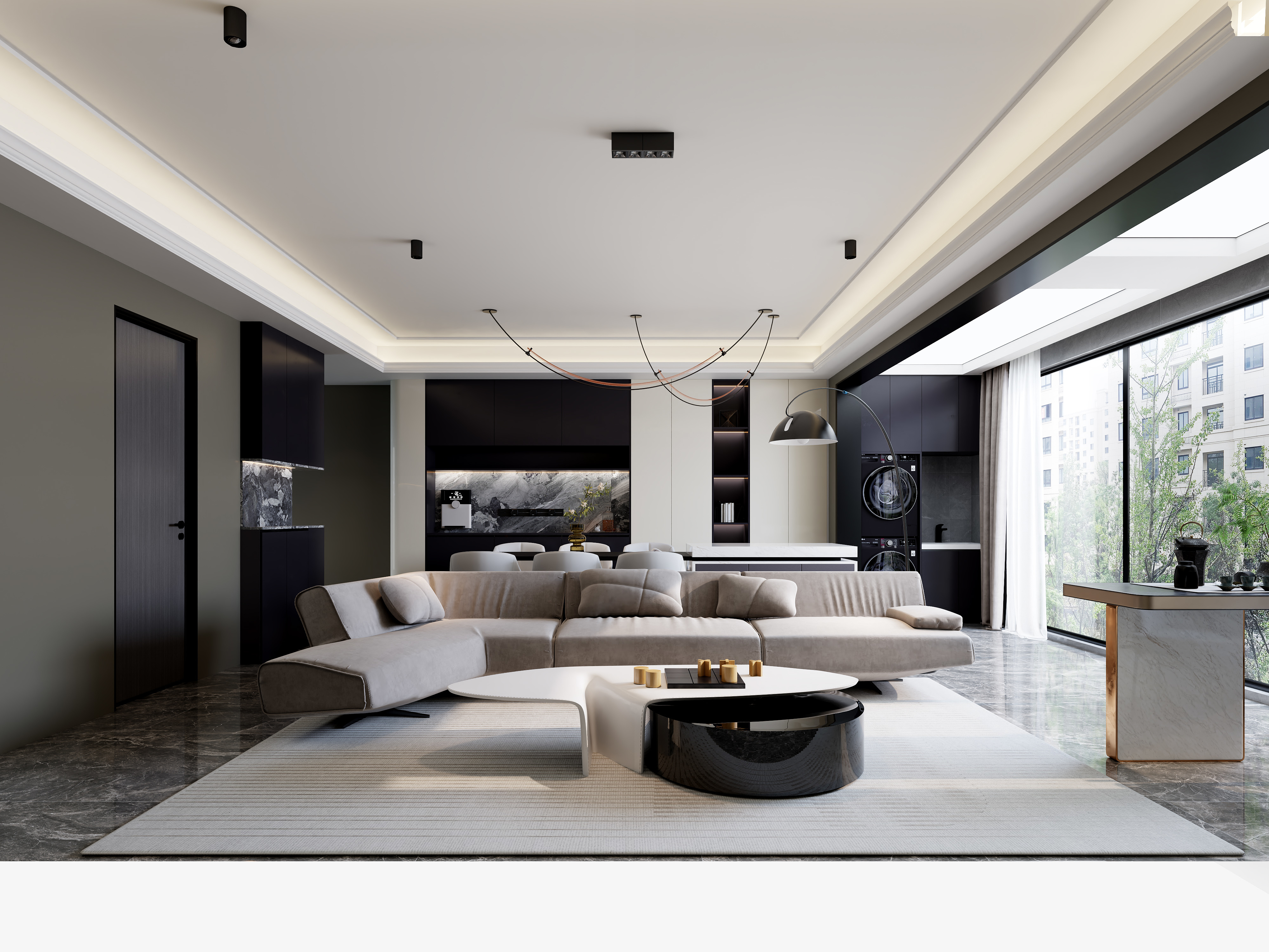 一方效果图-轻奢大平层（带灯光）-装修设计方案