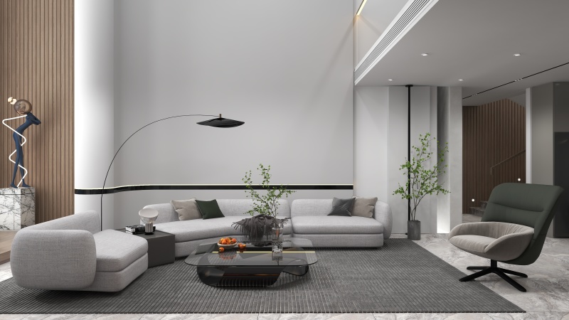 Modern Gray Living Room with Minimalism