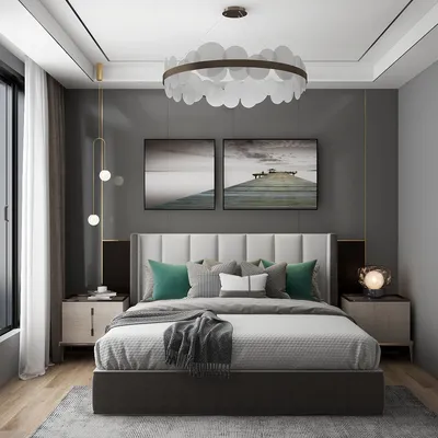 Modern Gray Bedroom with Functional Design