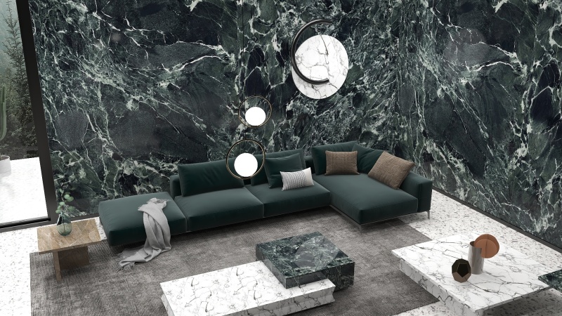 Elegant Minimalist Green Living Room