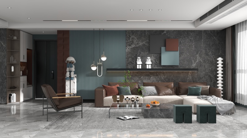 Modern Living Room with Green Touches