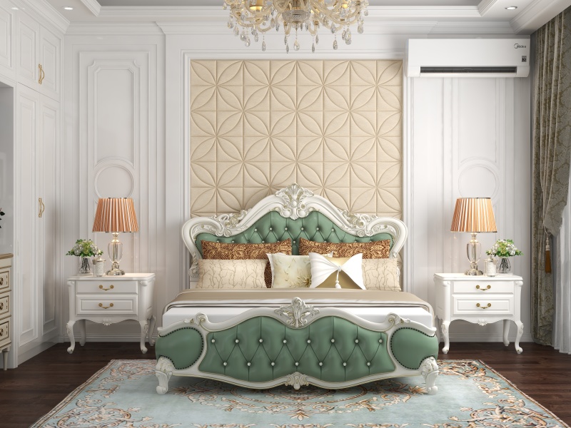 Modern-Classic Bedroom with Geometric Walls