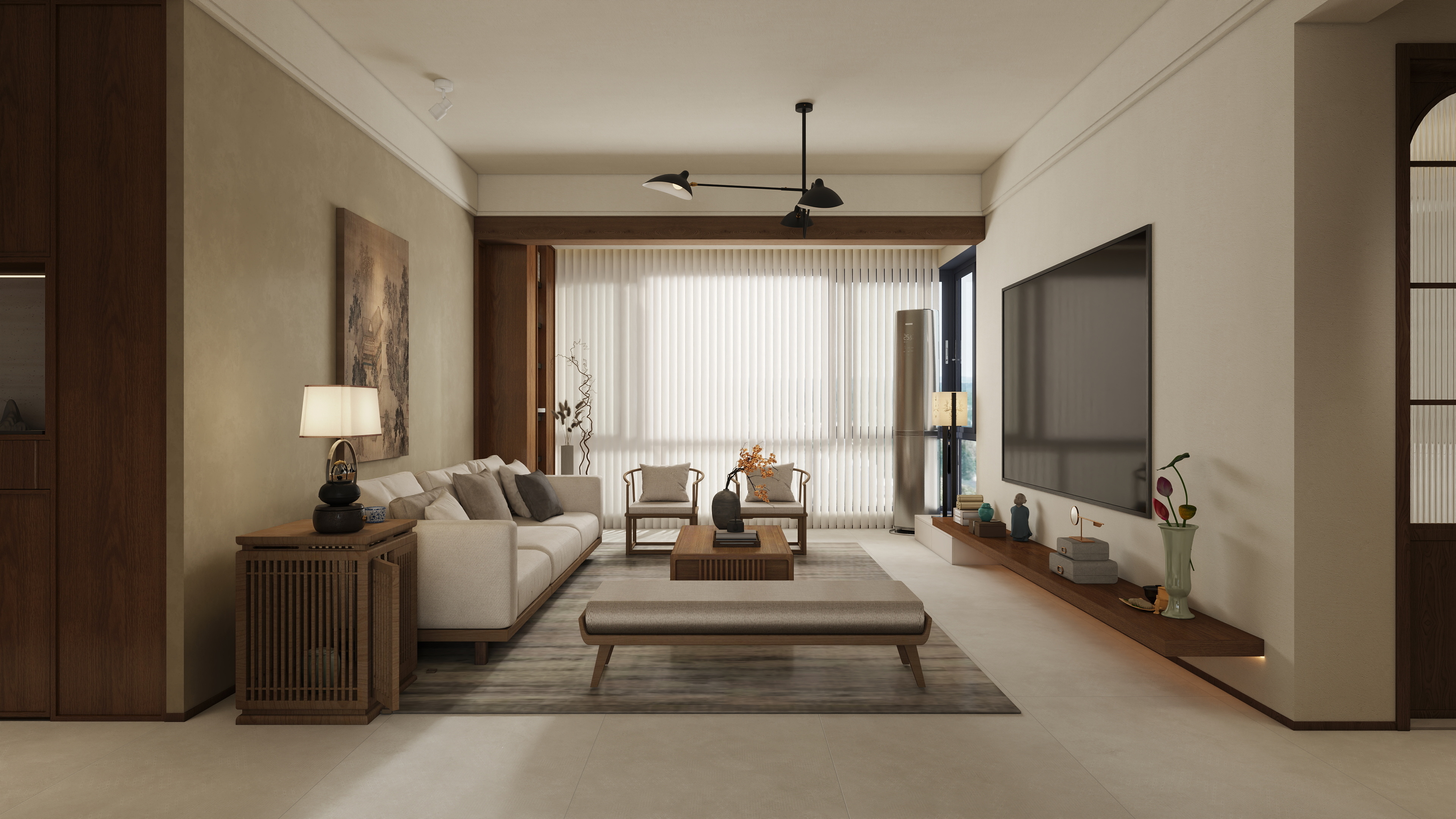 张煜强煜境设计-123平米宋氏美学简约中式四房装修效果图