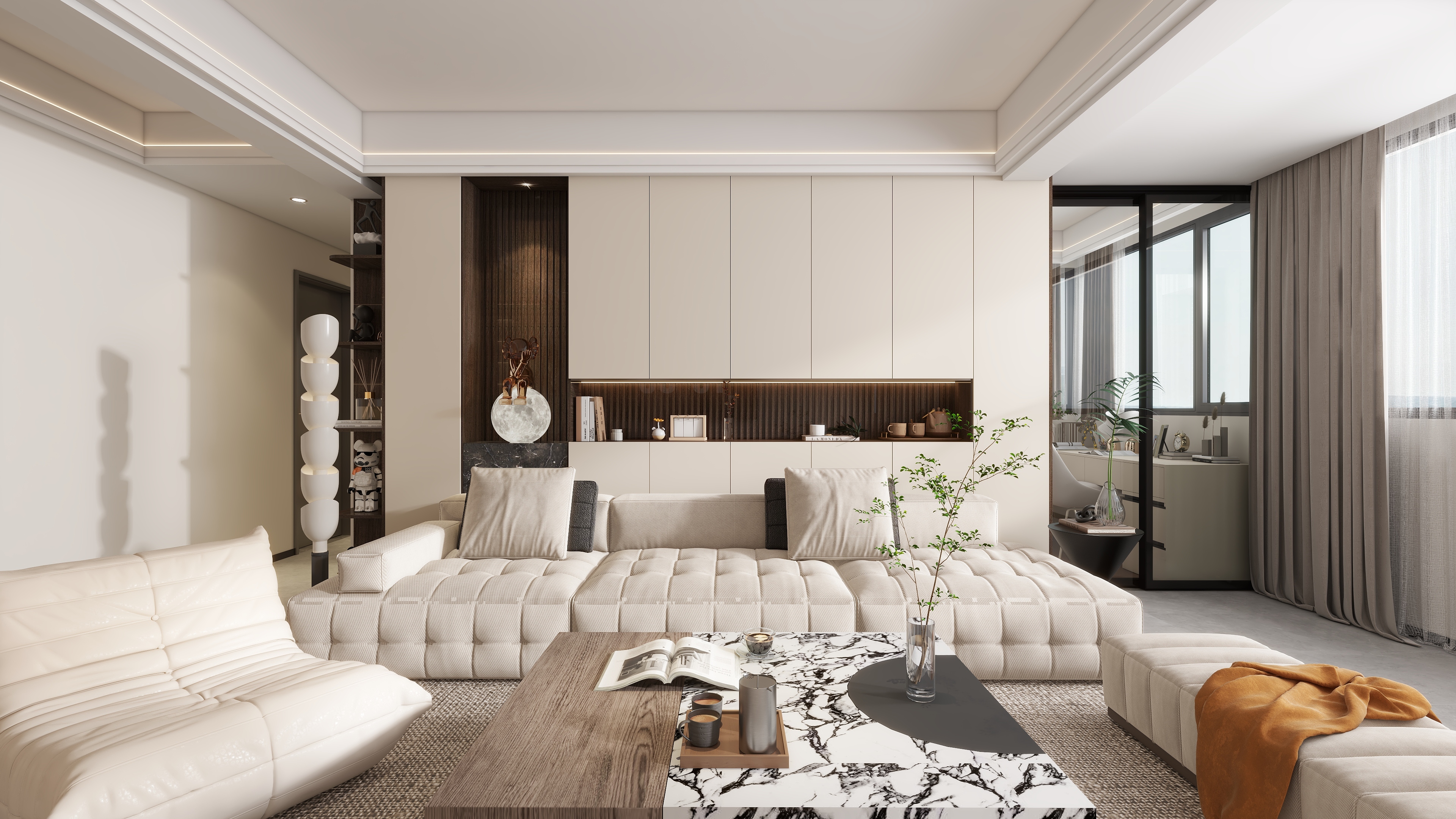 海月设计-民宗委｜136m²现代简约｜三居室-装修设计方案