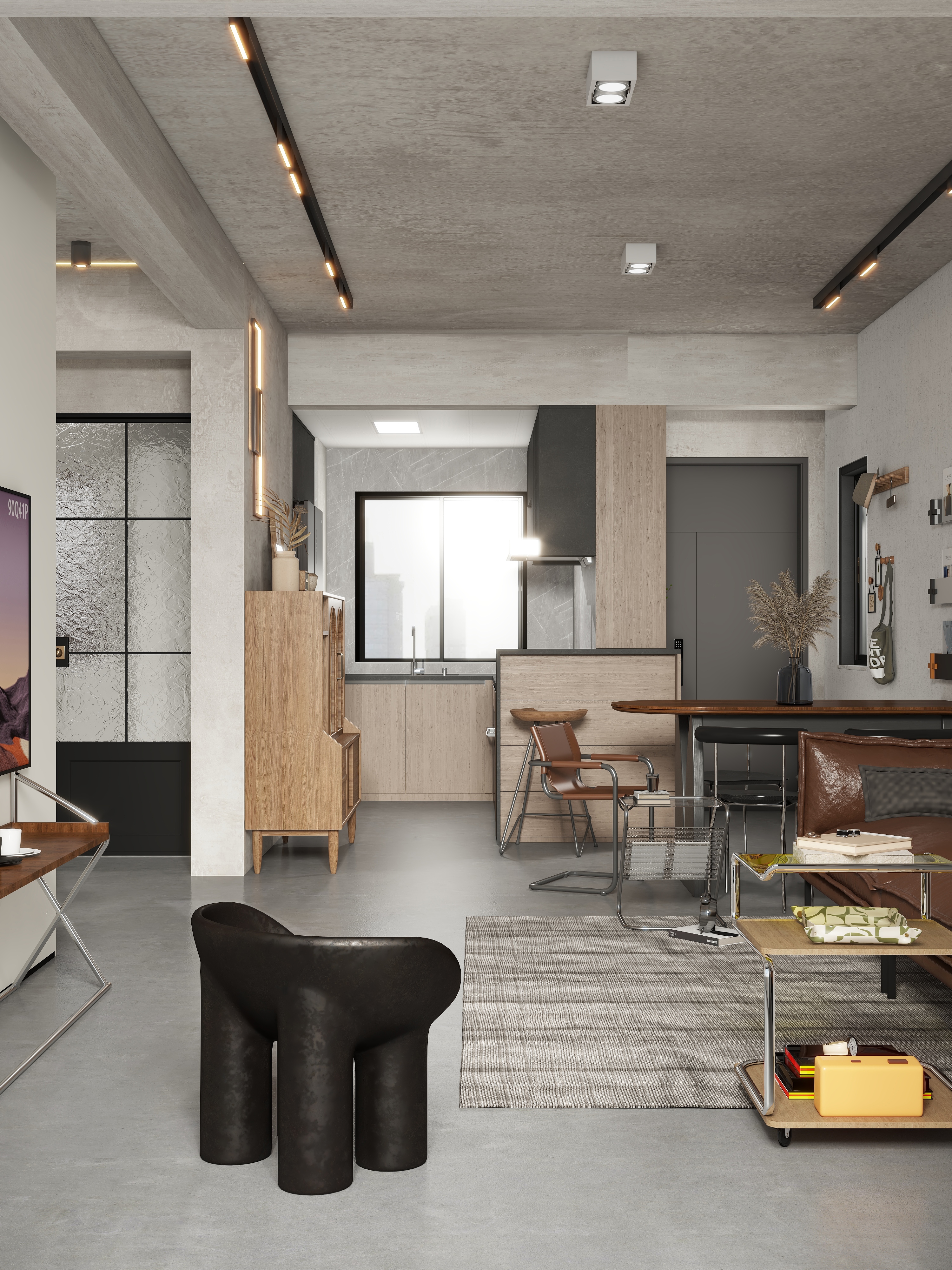 设计师珂源-新城卓越榕域风华工业风88㎡3室装修效果图