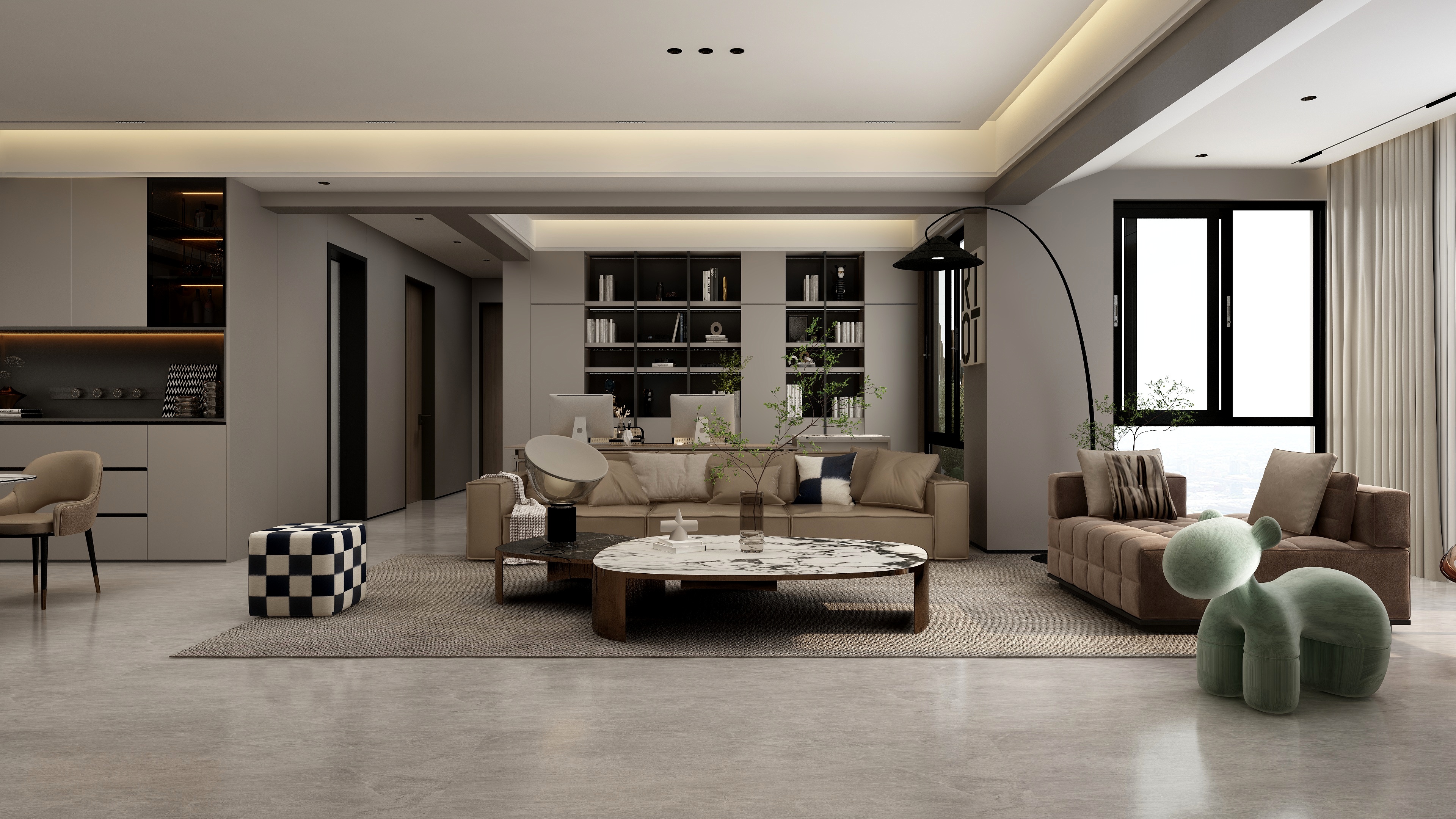 张煜强煜境设计-碧桂园133平米现代轻奢三房装修效果图