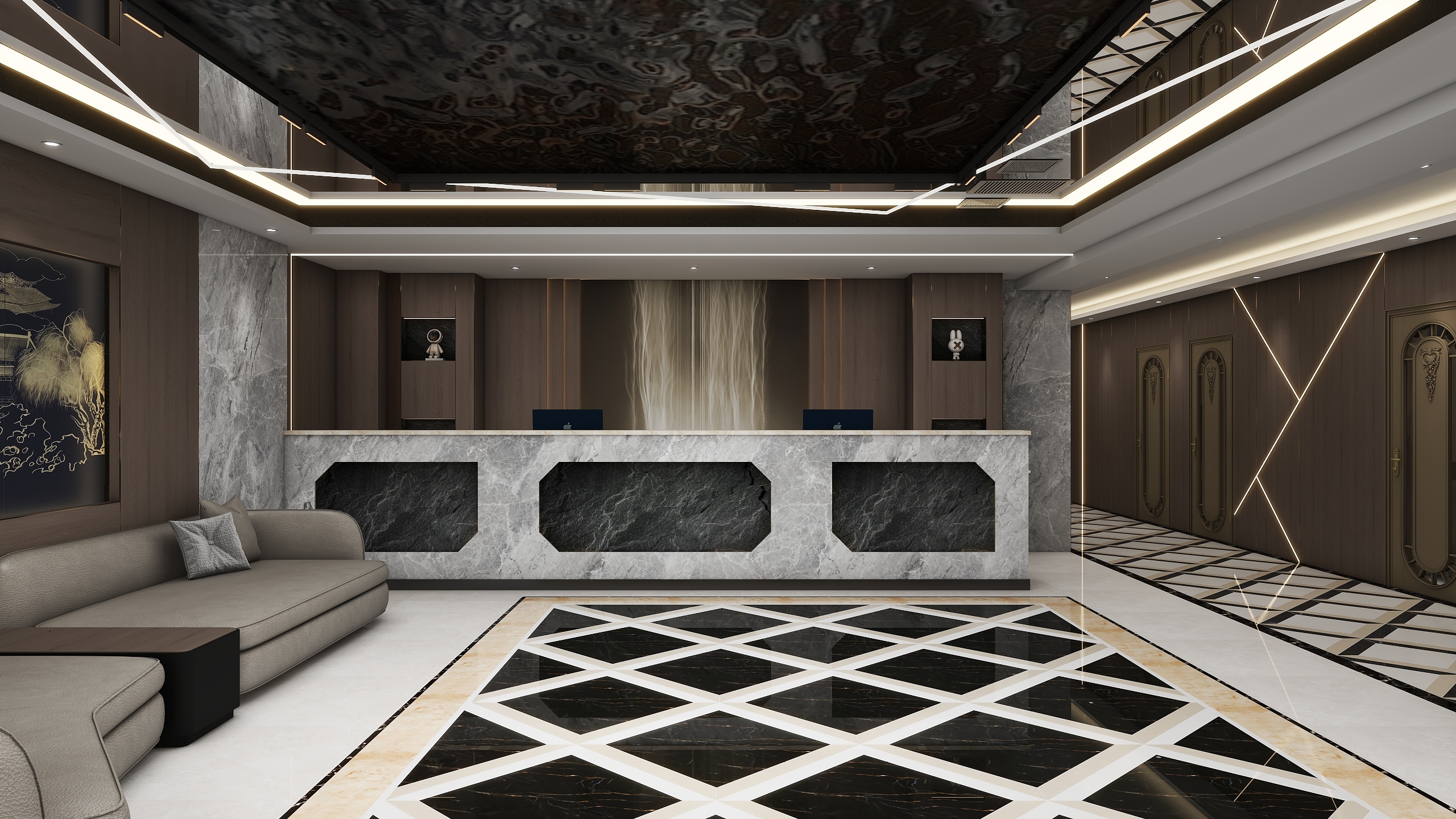 ONE丨DESIGN丨刘辰尧-七公主KTV大厅走廊-装修设计方案