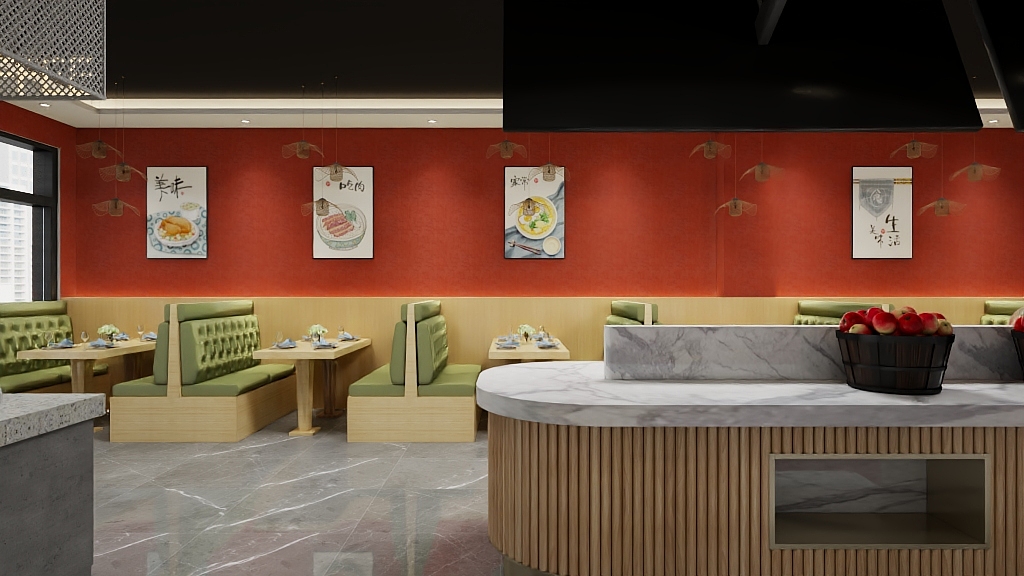 上党区麦田设计-饺子馆-装修设计方案