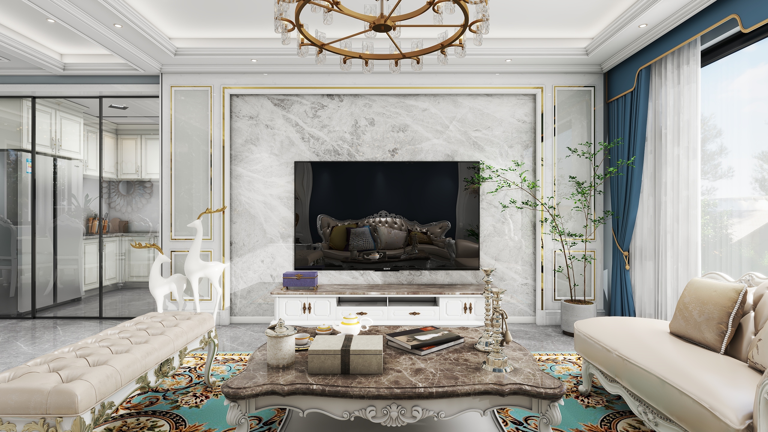 王强15009618853W-罗总简欧蓝调-装修设计方案