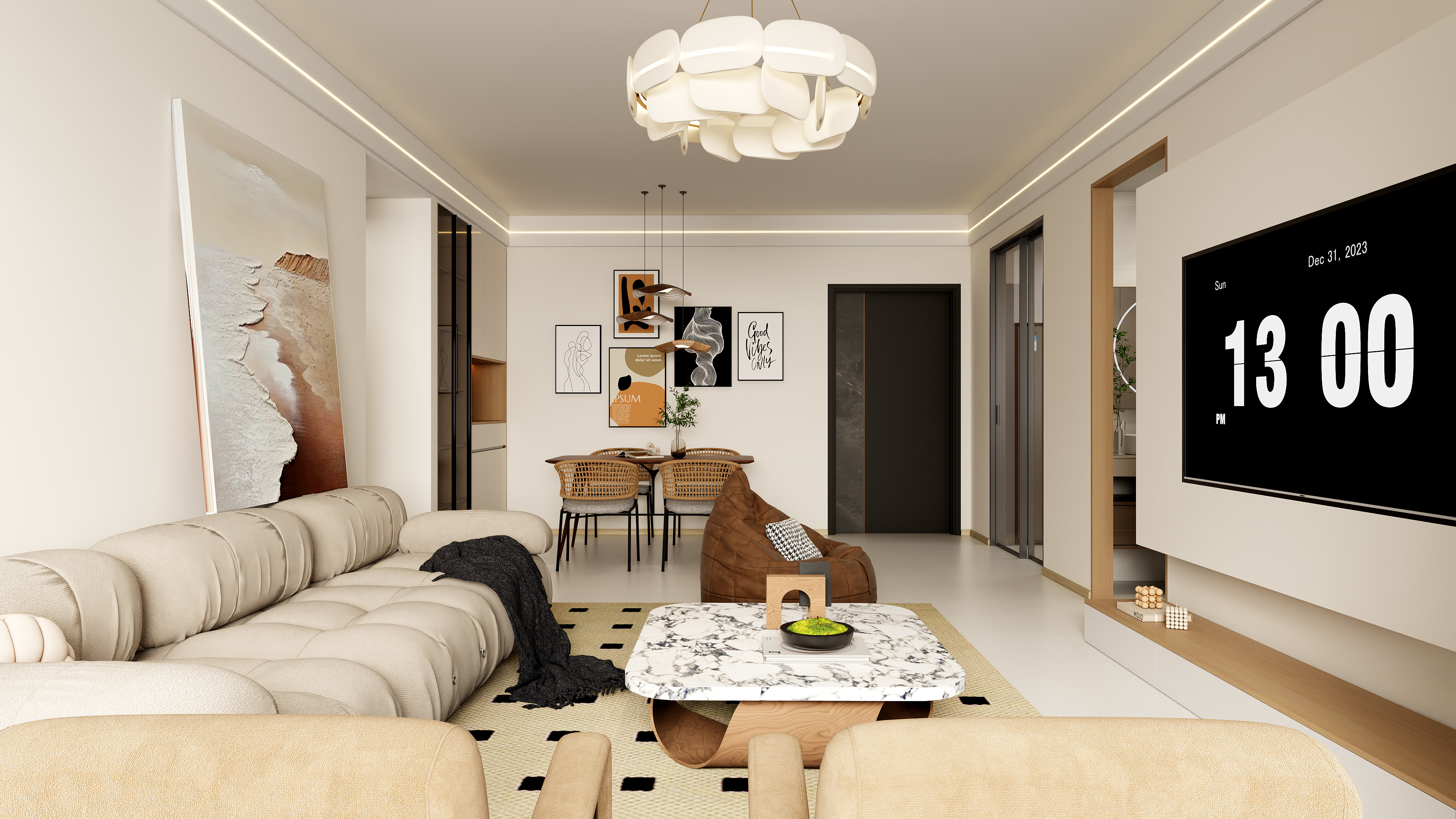 D--D-菏泽翰林院小区奶油风-装修设计方案