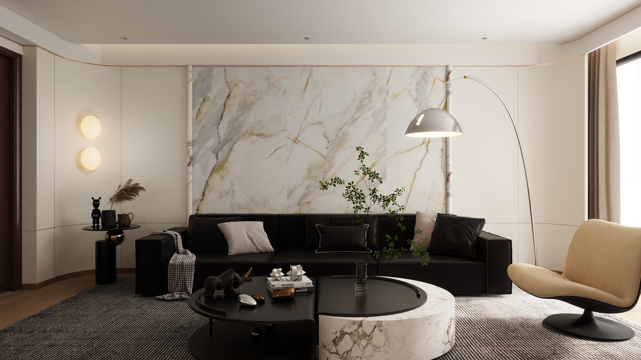 YuvieChuo-黑白雅筑：现代室内的宁静港湾-装修设计方案