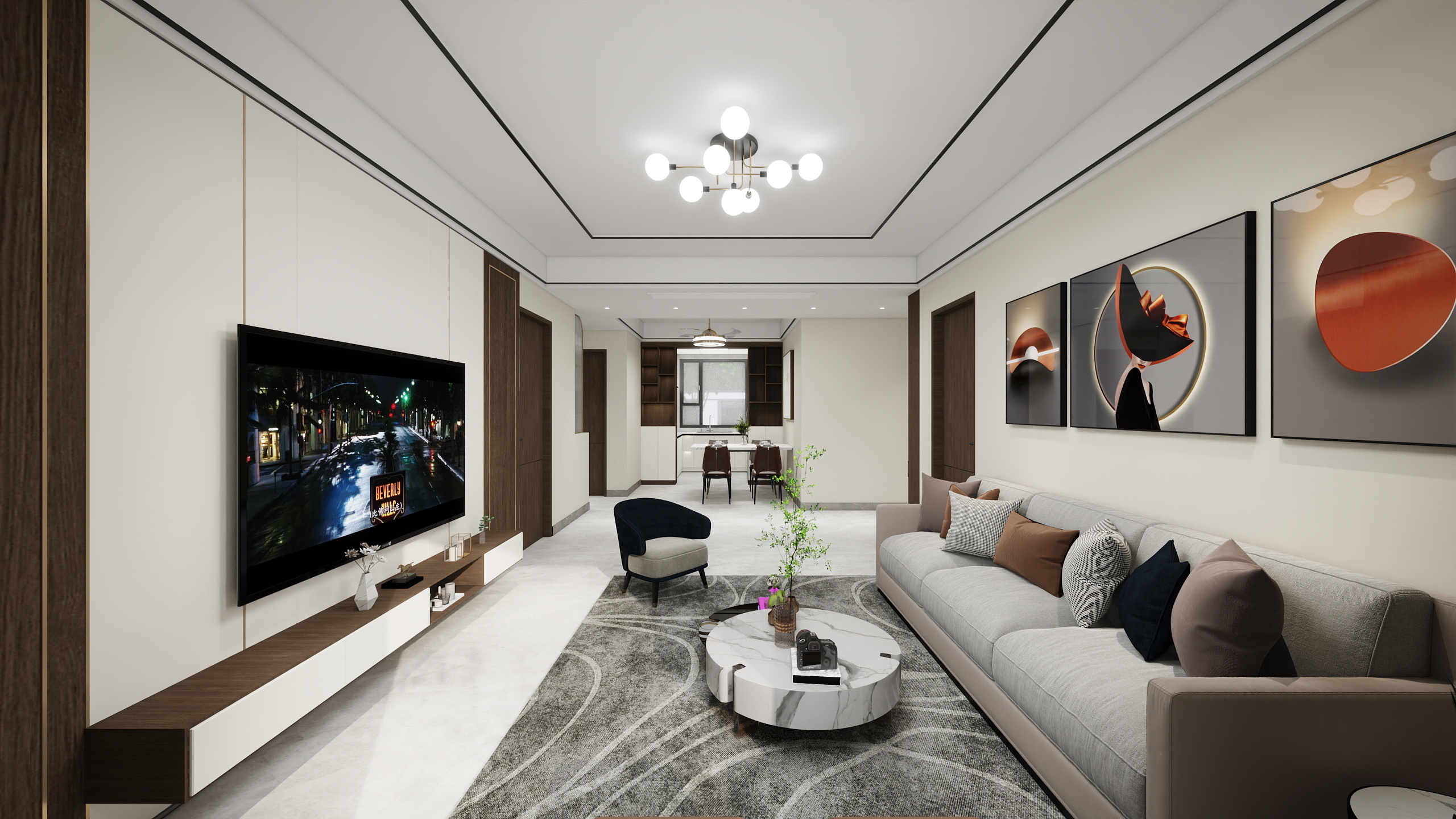 设计师牧尘cl-现代客餐厅-装修设计方案