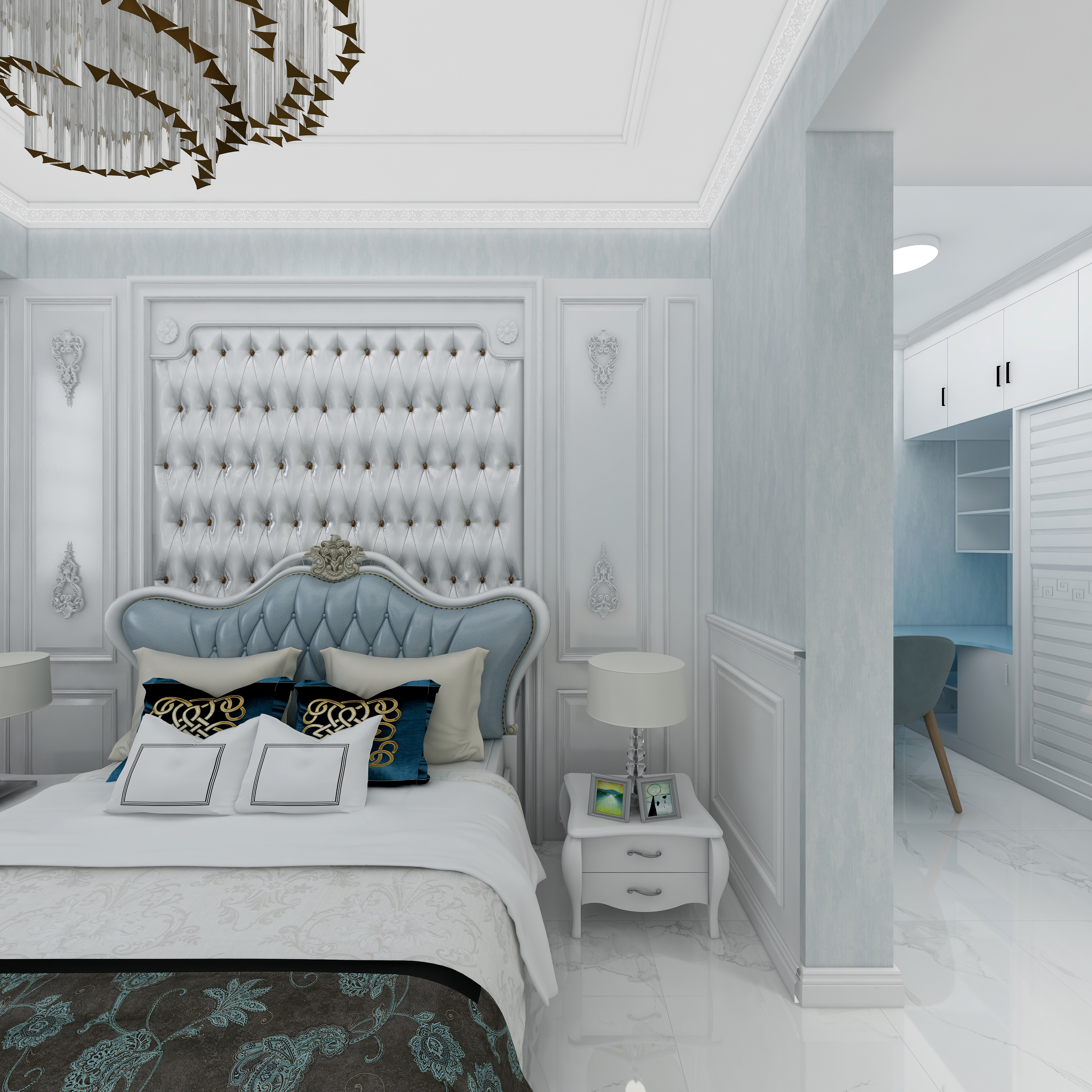 惠州装修找沫竹-惠州-水岸城珊瑚湾-海澜一层主卧装修效果图第3张