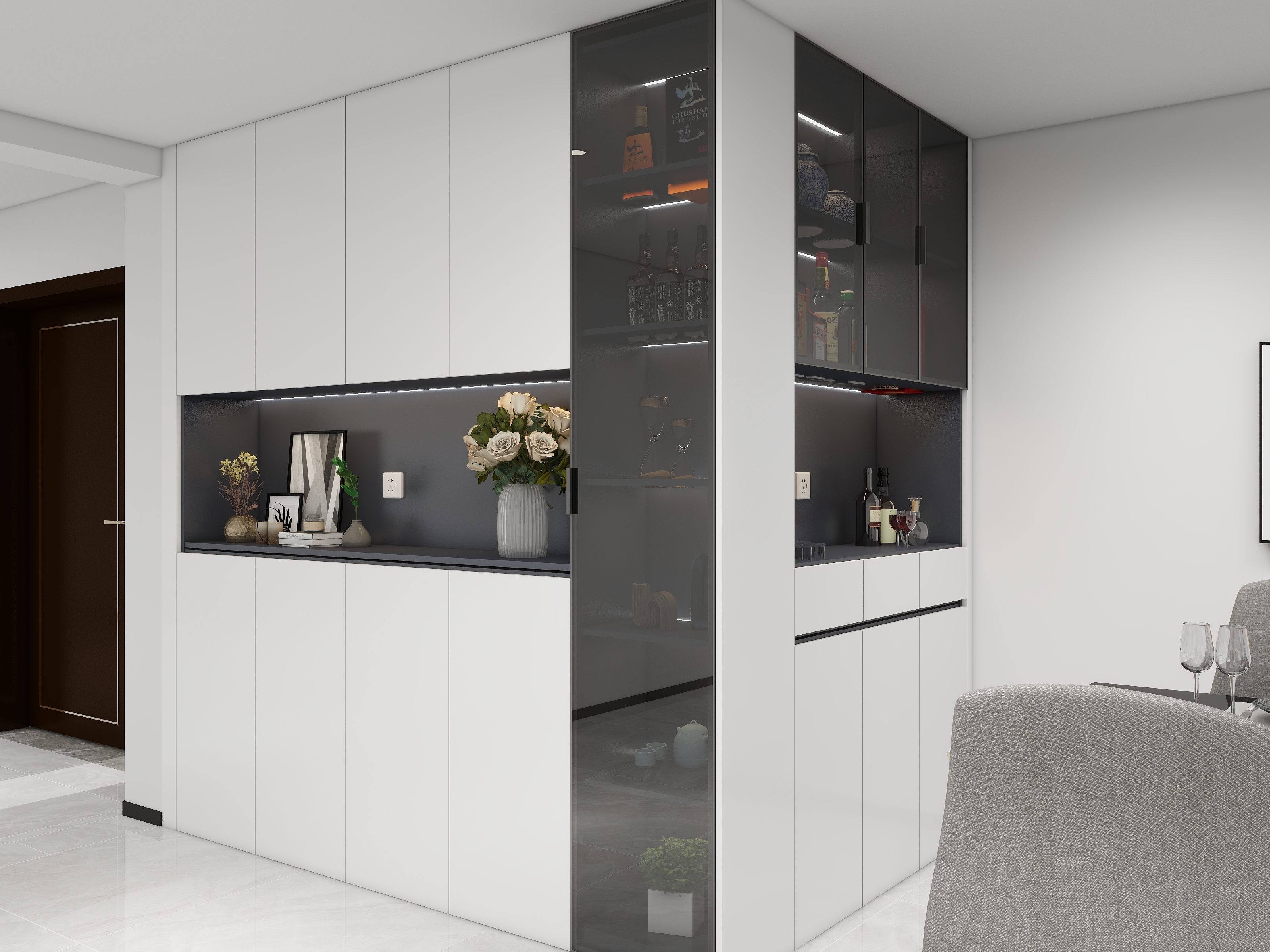 袁思煜-现代极简·鞋柜+酒柜设计-装修设计方案