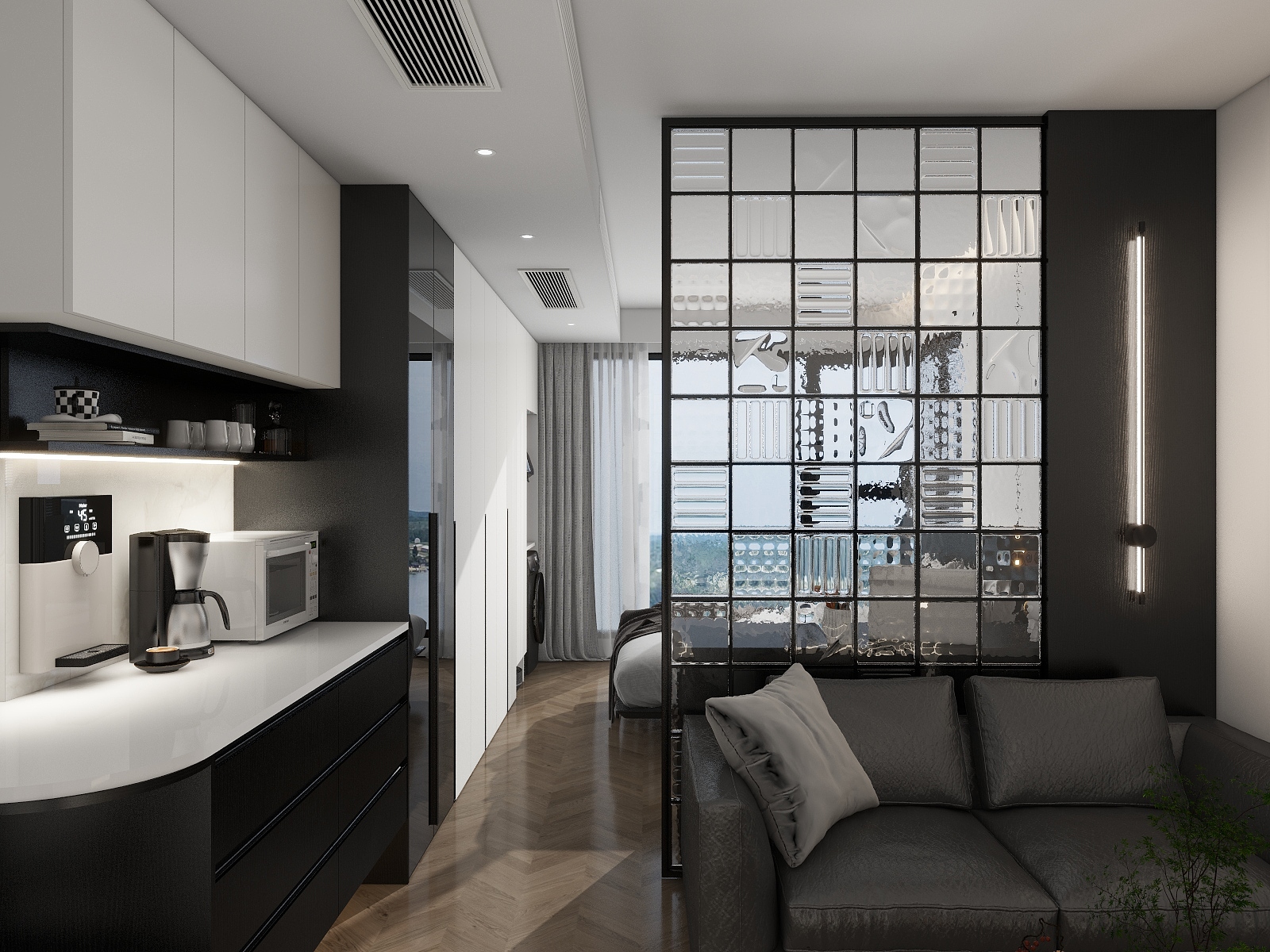 林舒华-黑白极简 47m²单身公寓-装修设计方案