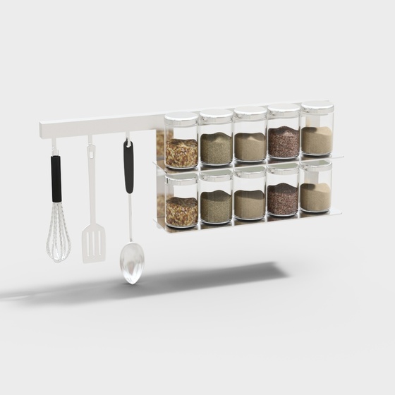 White Kitchen Hook Shelf 3D Model for Efficient Storage