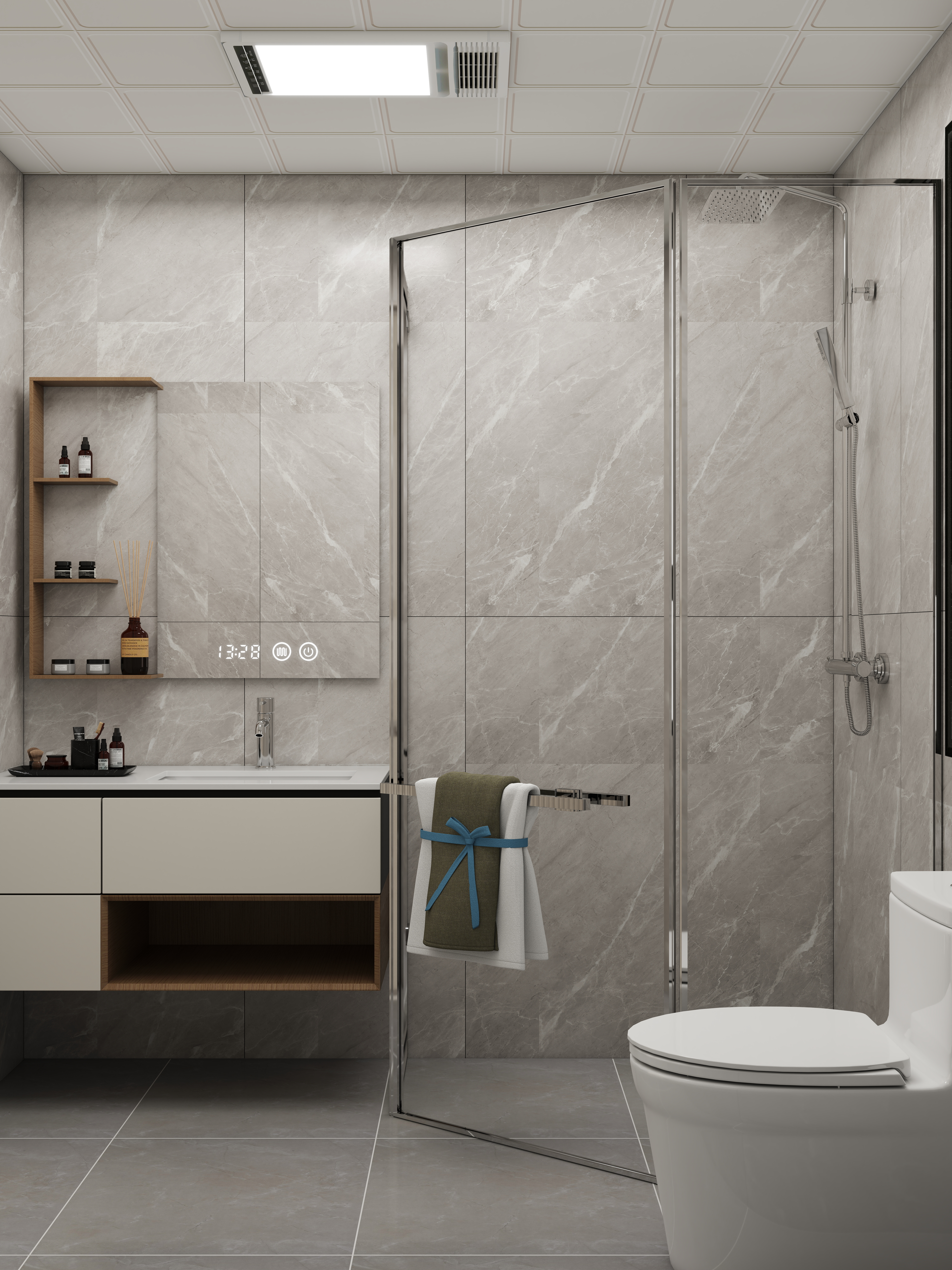 壹诺设计工作室-113㎡3室-奶油风一层卫生间装修效果图第2张