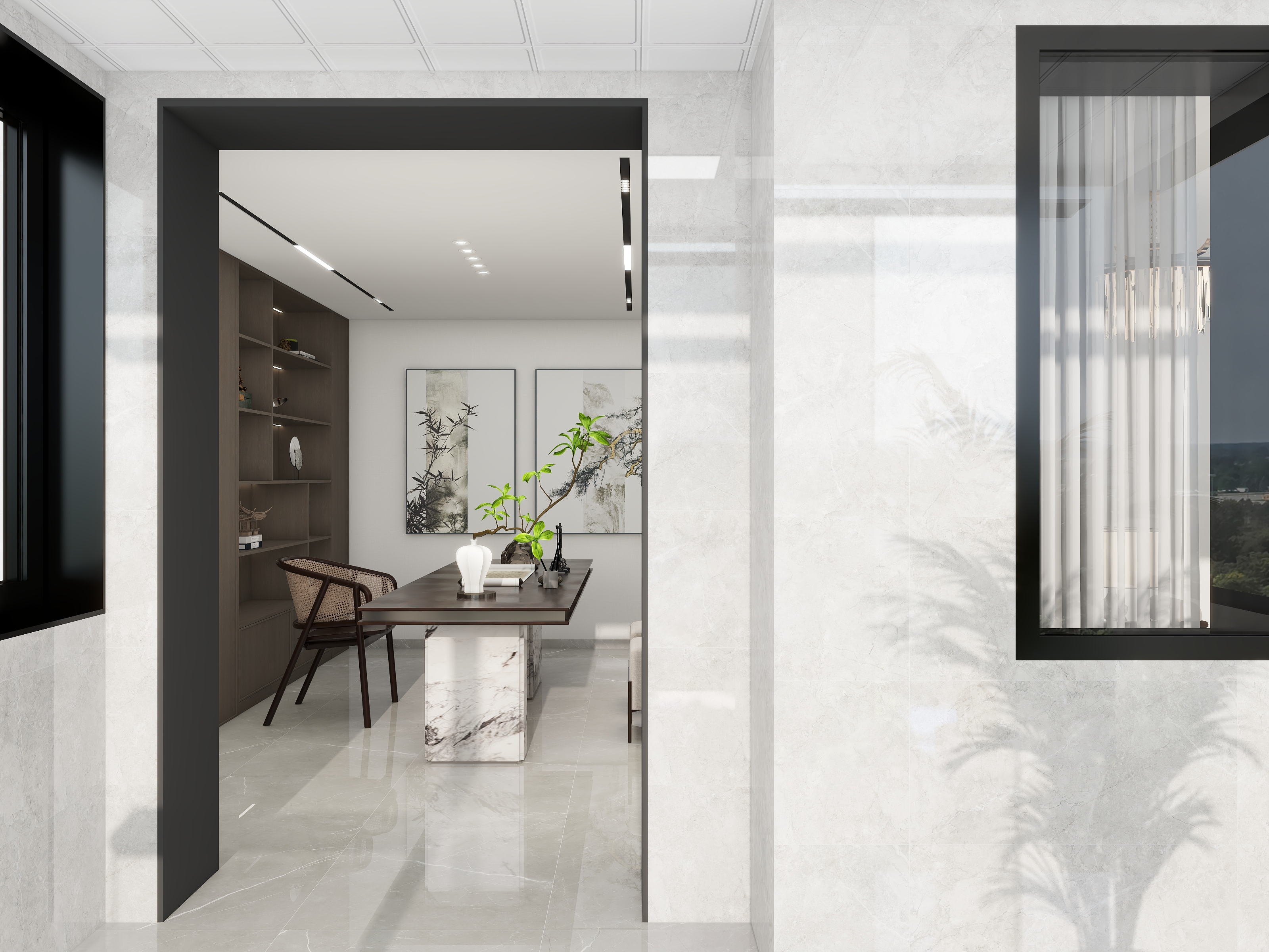 李青越-130平方新中式两居室装修效果图