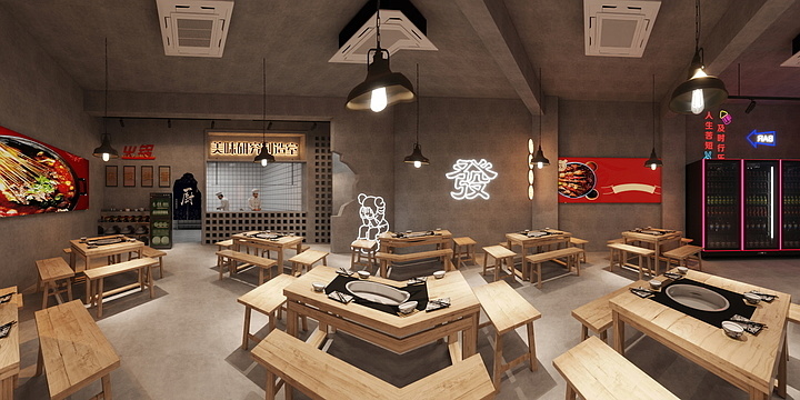 设计师赵鹏勇-工业风火锅店1-装修设计方案
