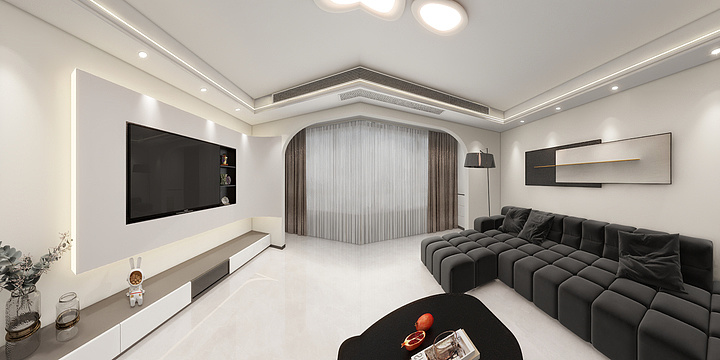 北京森浩装饰张雨-7.6.2洋房3居19-1-801-现代-电视平墙-装修设计方案