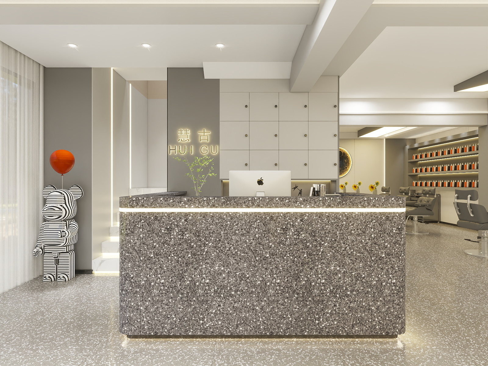 湛智华-工装美发店184平装修效果图