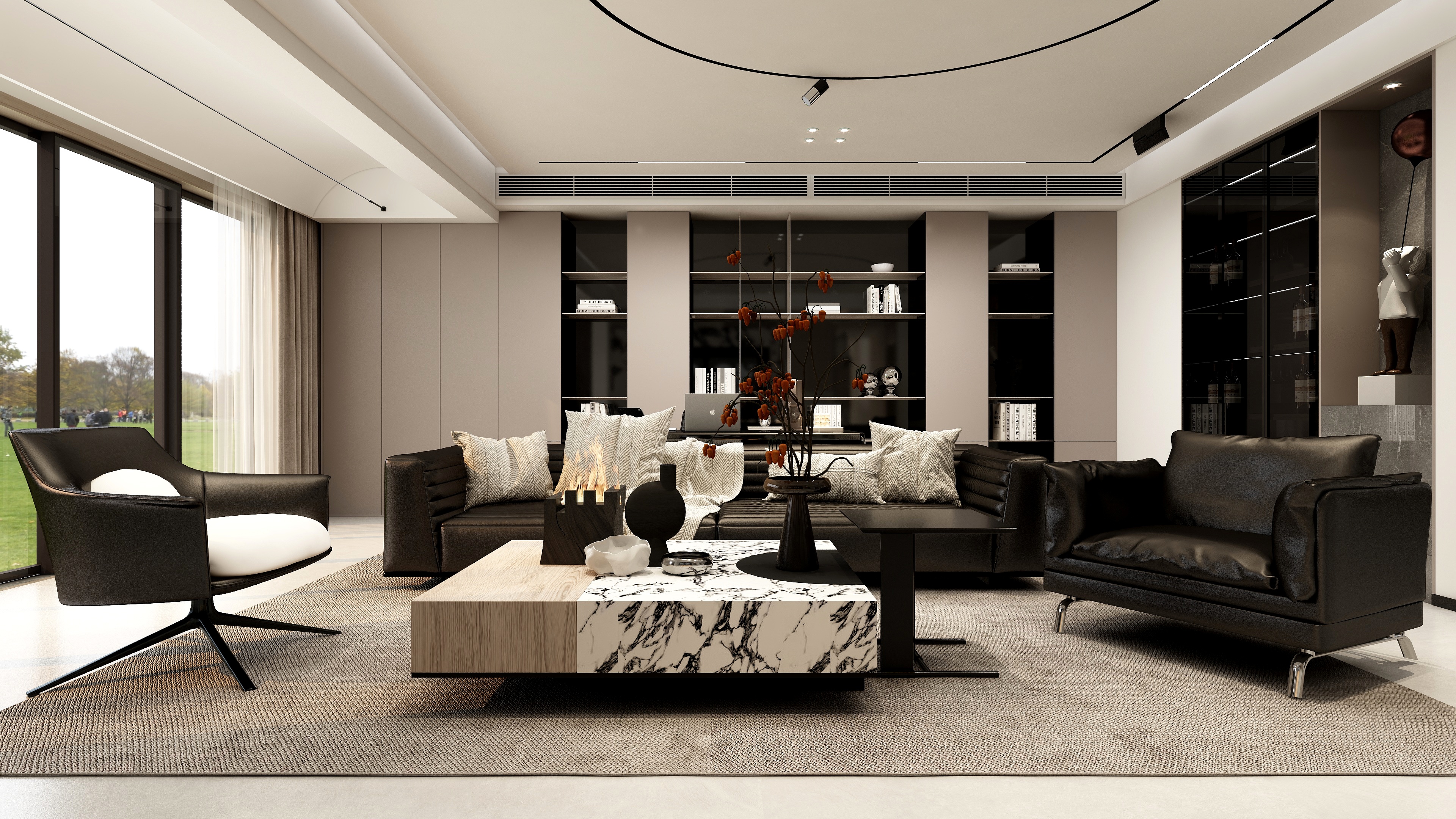 至简名设-文稳康-《香格里拉》265平黑白意式|别墅五居室-装修设计方案