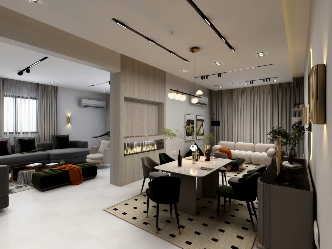 A&M的装修设计方案:Reception & living Room & balcony  