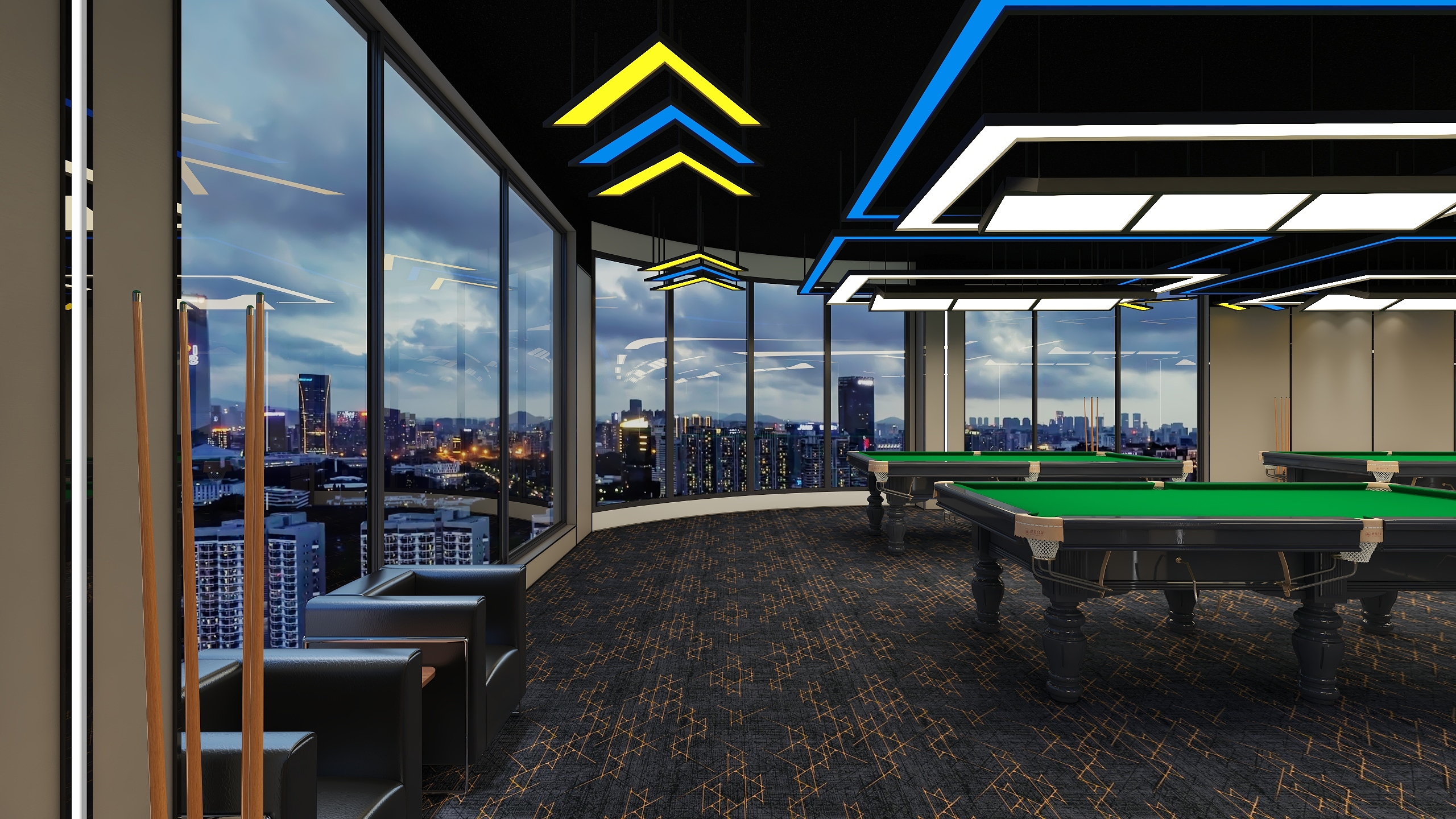 一观涛设计工坊一-自助台球厅-装修设计方案