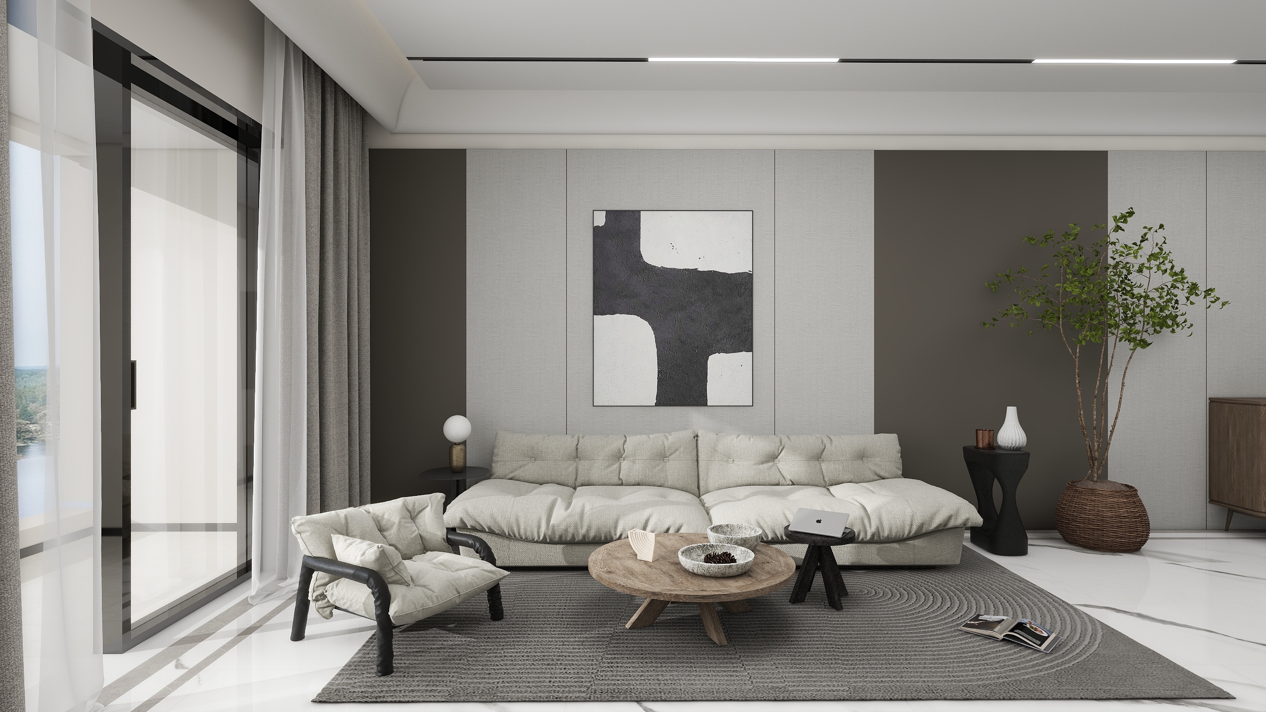 Maomikyx-中式禅意主卧设计，客厅吊顶设计-装修设计方案