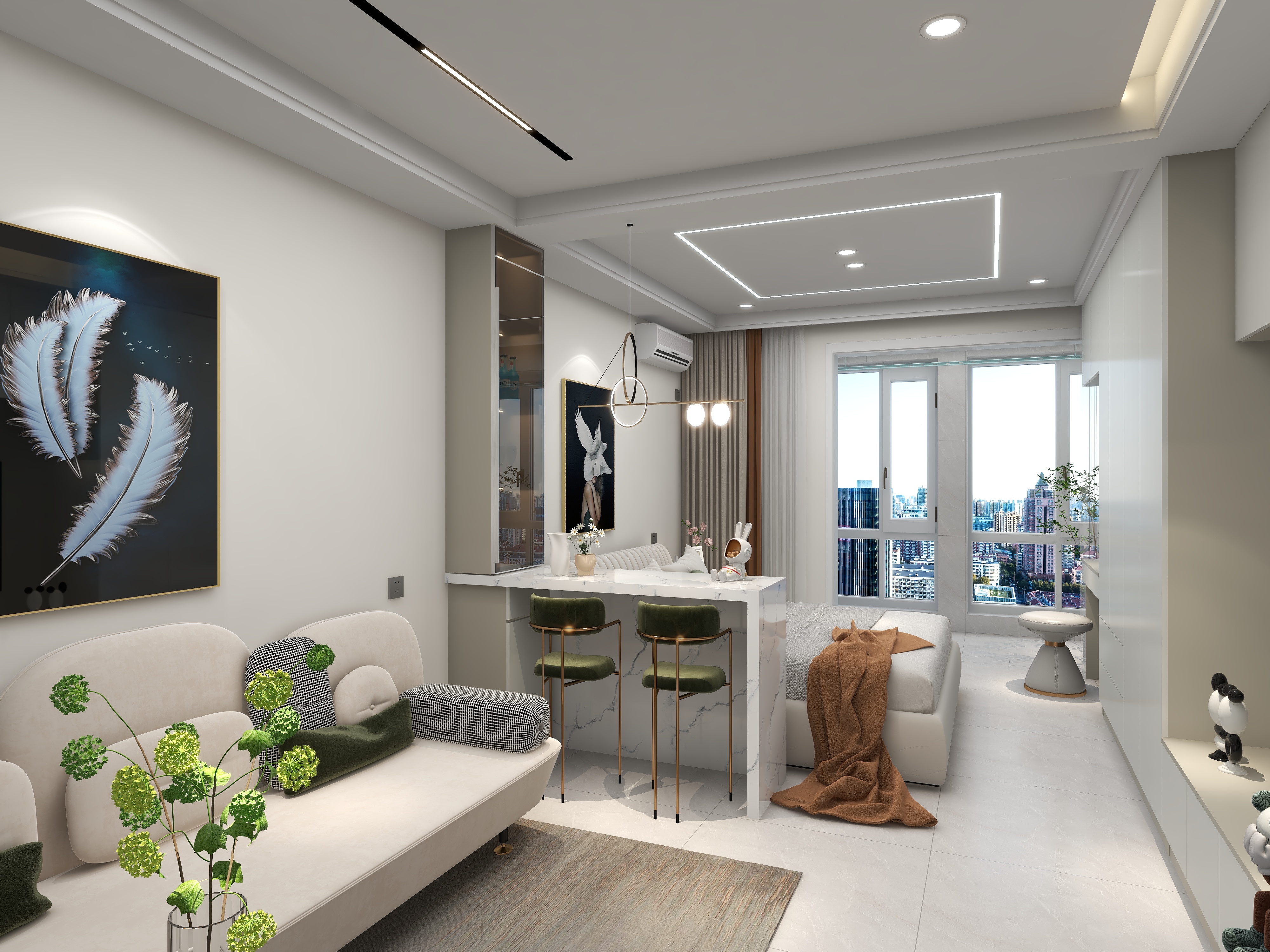 全案设计师张红-澳林·中央世纪城37㎡公寓-现代轻奢风格-装修设计方案