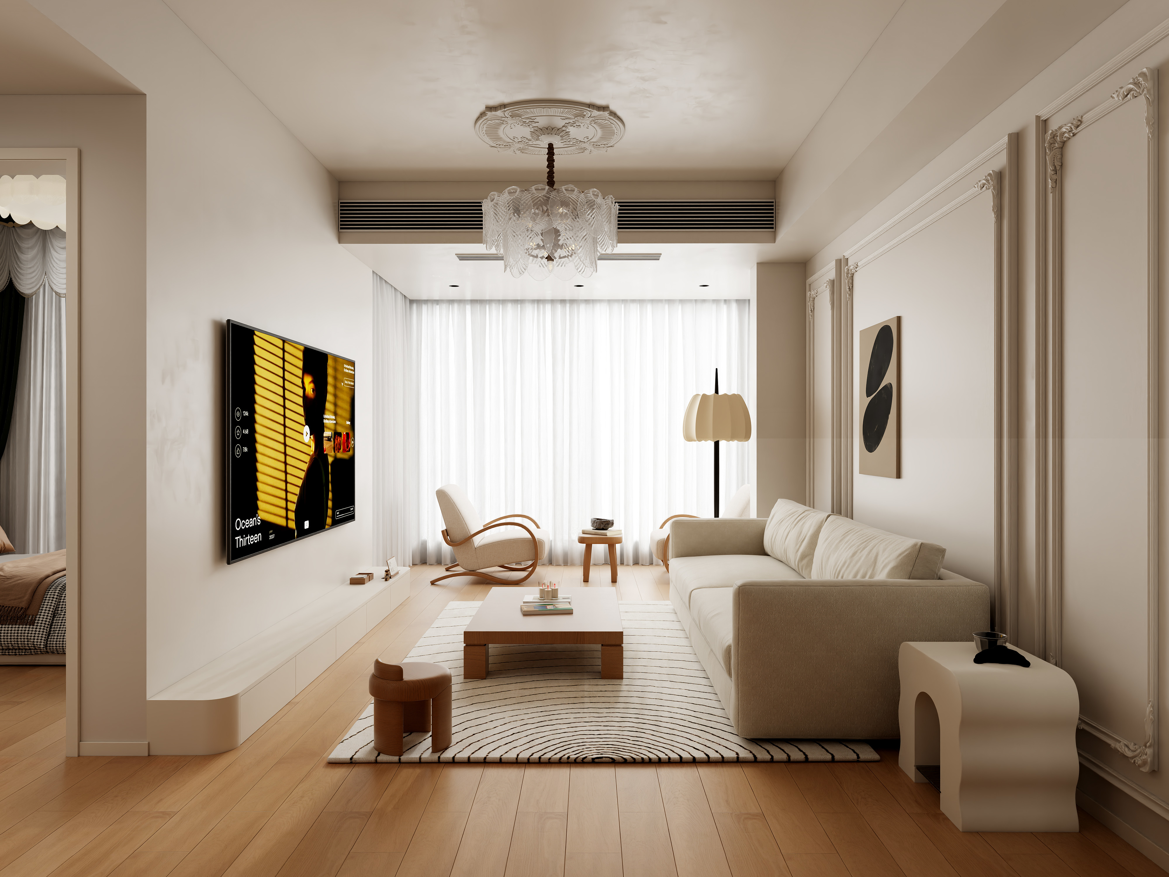 张张涨钱啦-奶油风132m-装修设计方案