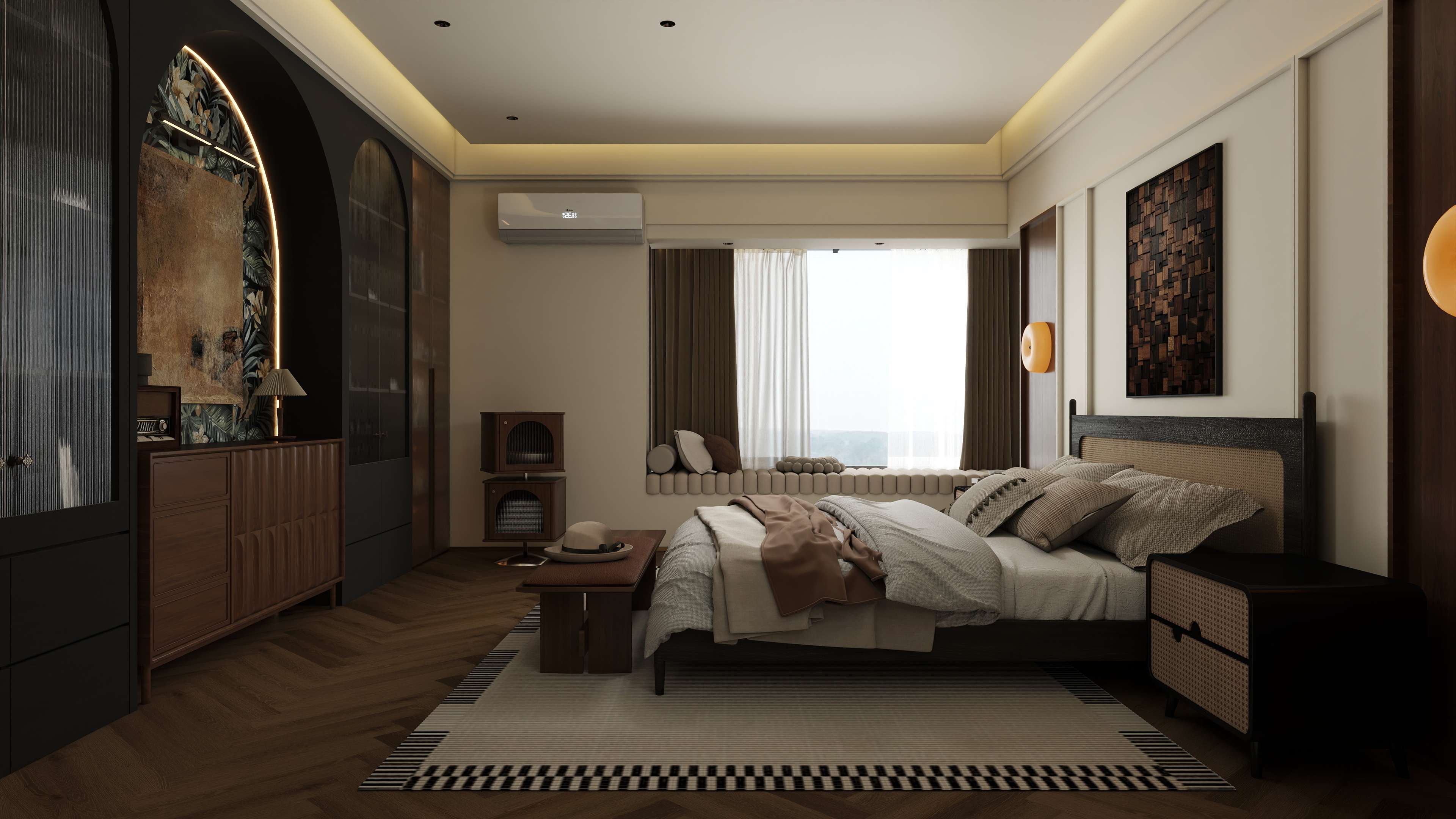 张煜强煜境设计-盛世名门中古奶油279㎡6室装修效果图