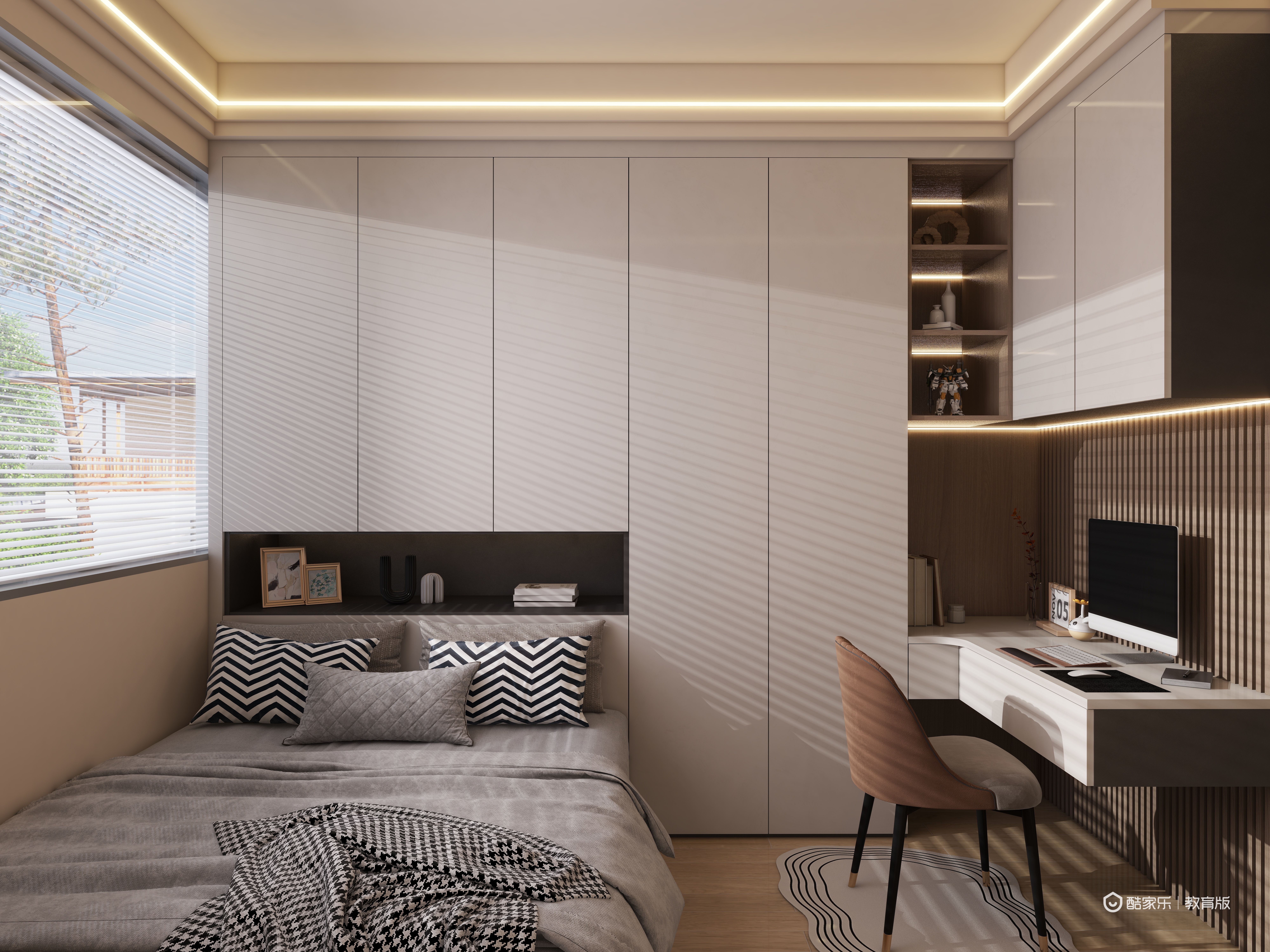 萌哩看海-现代简约49㎡2室-装修设计方案