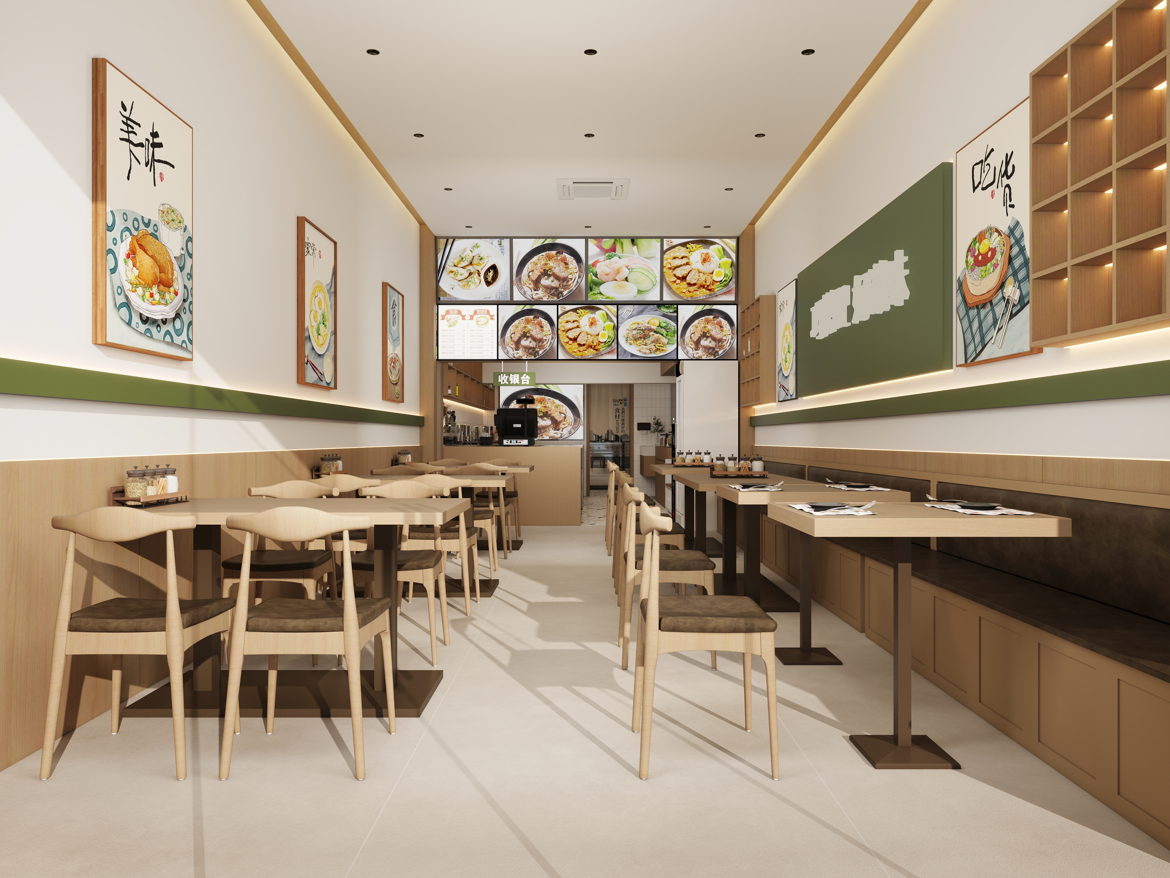 张煜强煜境设计-70平米现代米粉店装修效果图