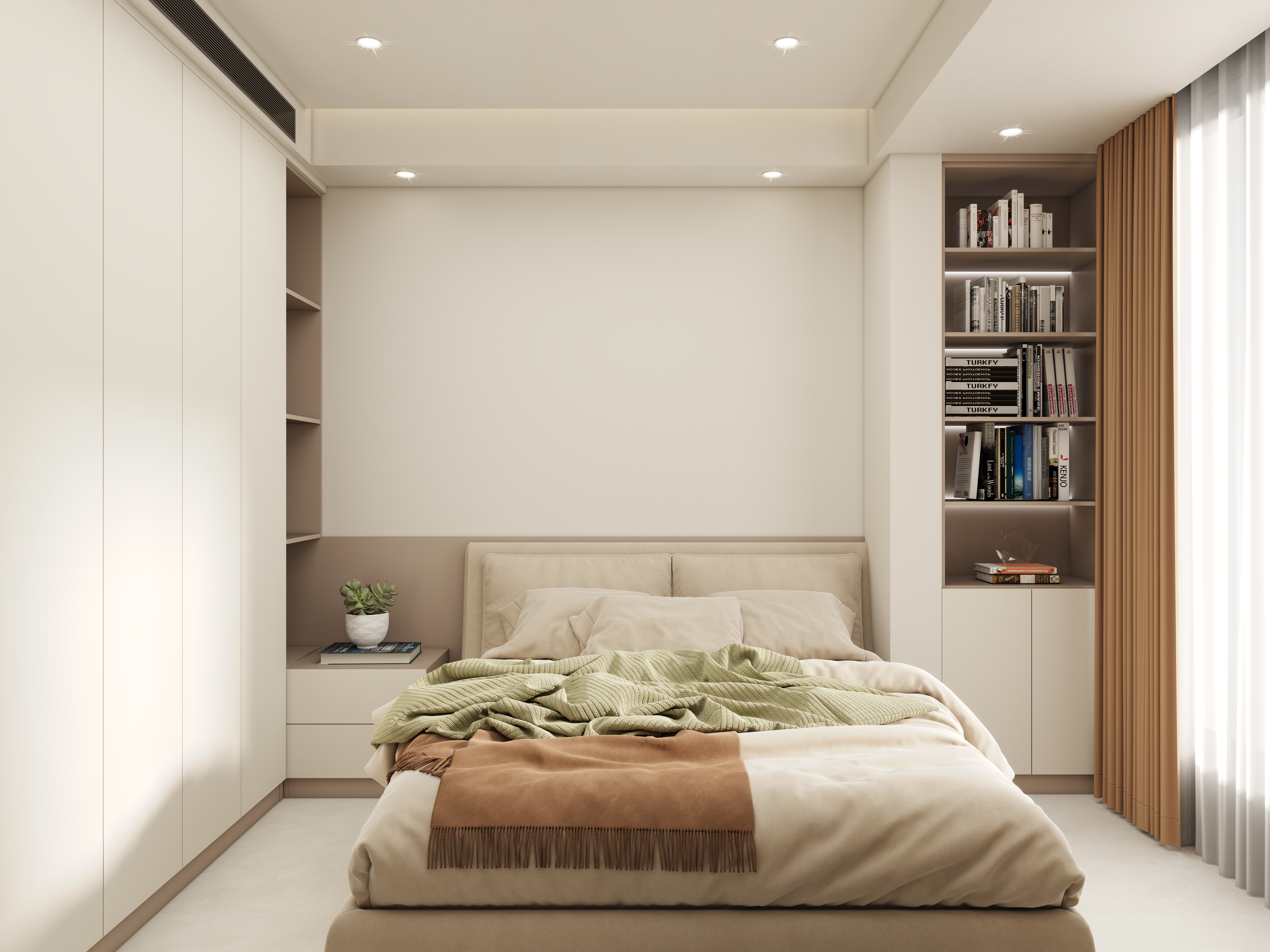 壹诺设计工作室-113㎡3室-奶油风一层次卧装修效果图第2张