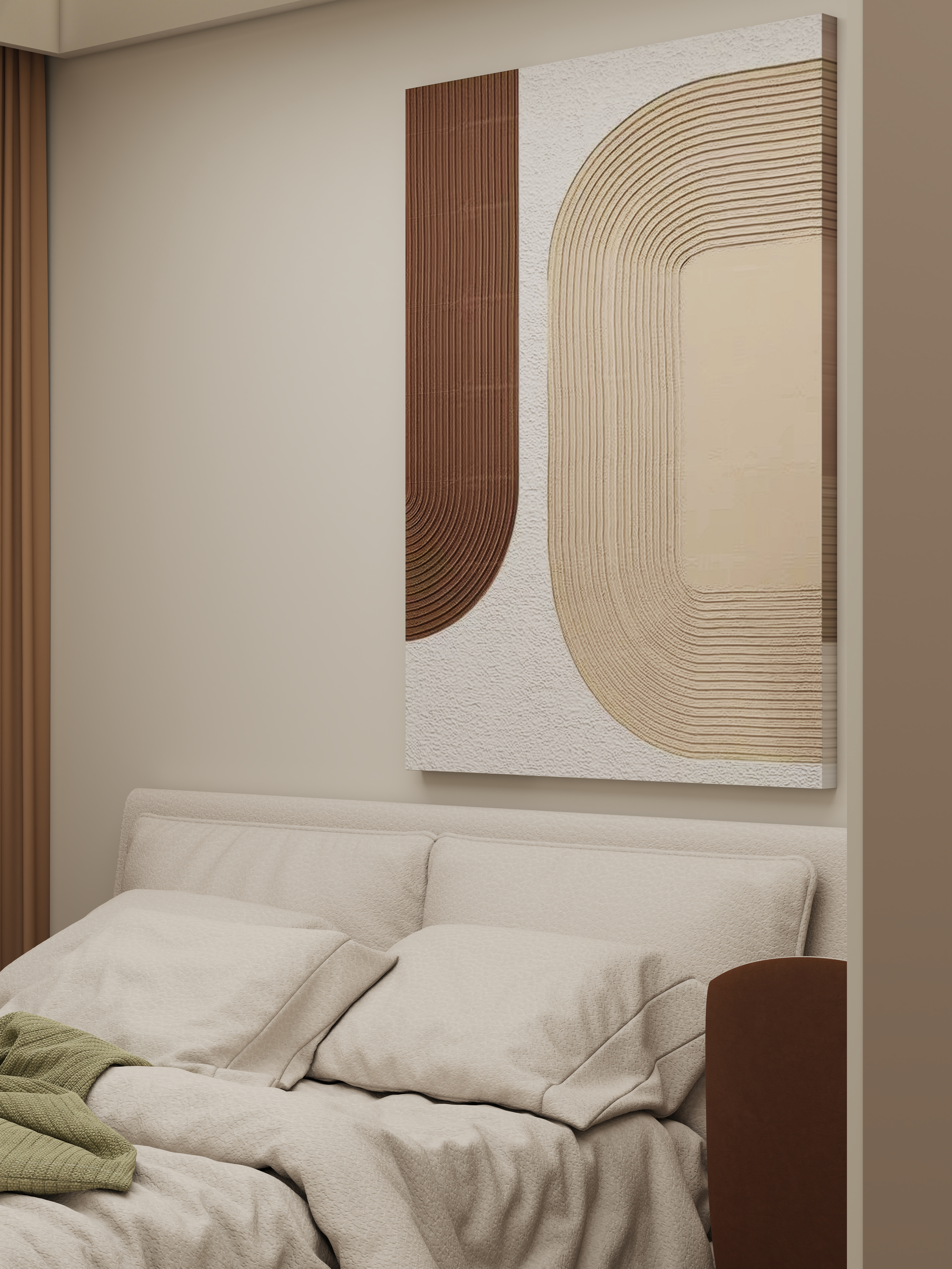 壹诺设计工作室-113㎡3室-奶油风一层老人房装修效果图第1张