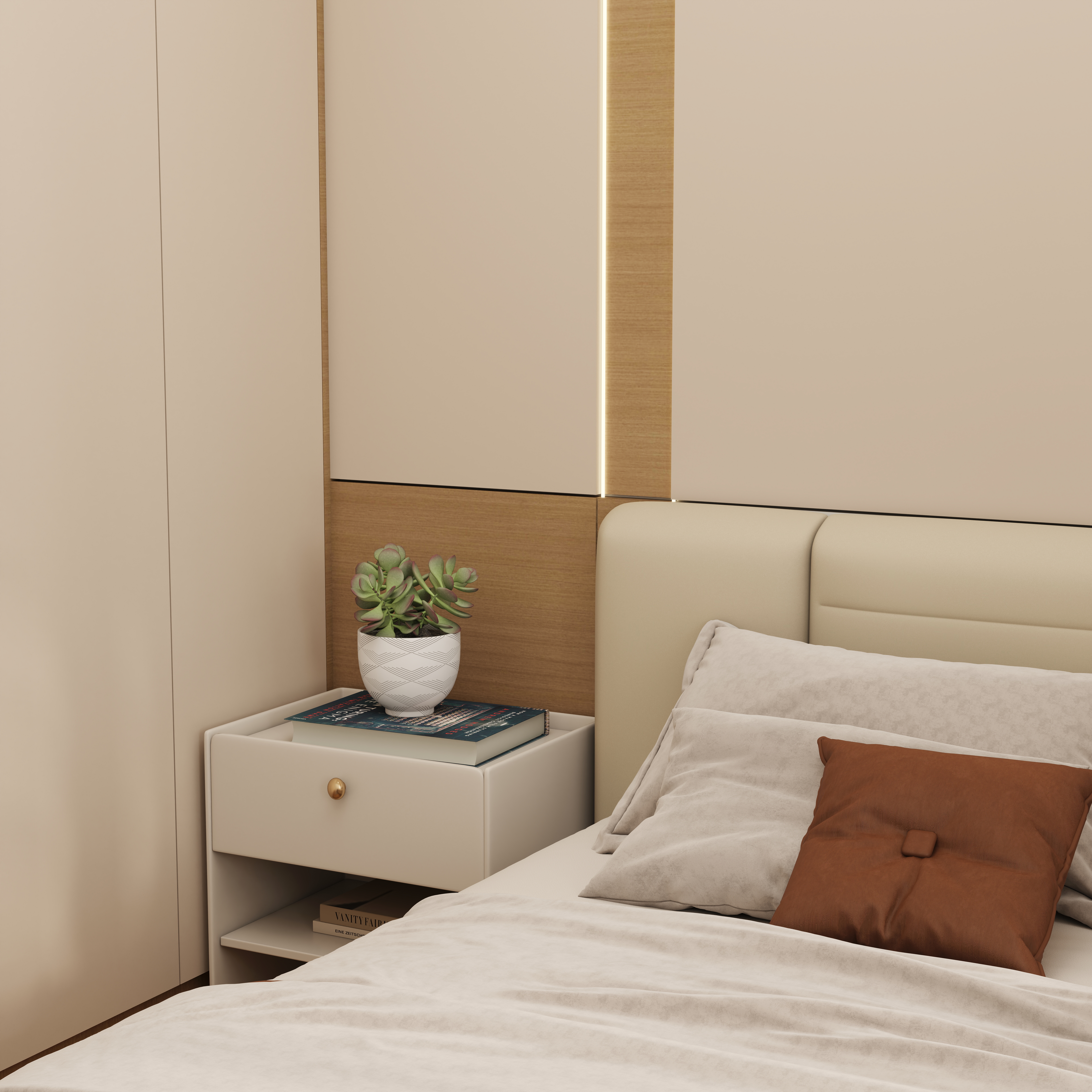 壹诺设计工作室-日式风一层主卧装修效果图第2张