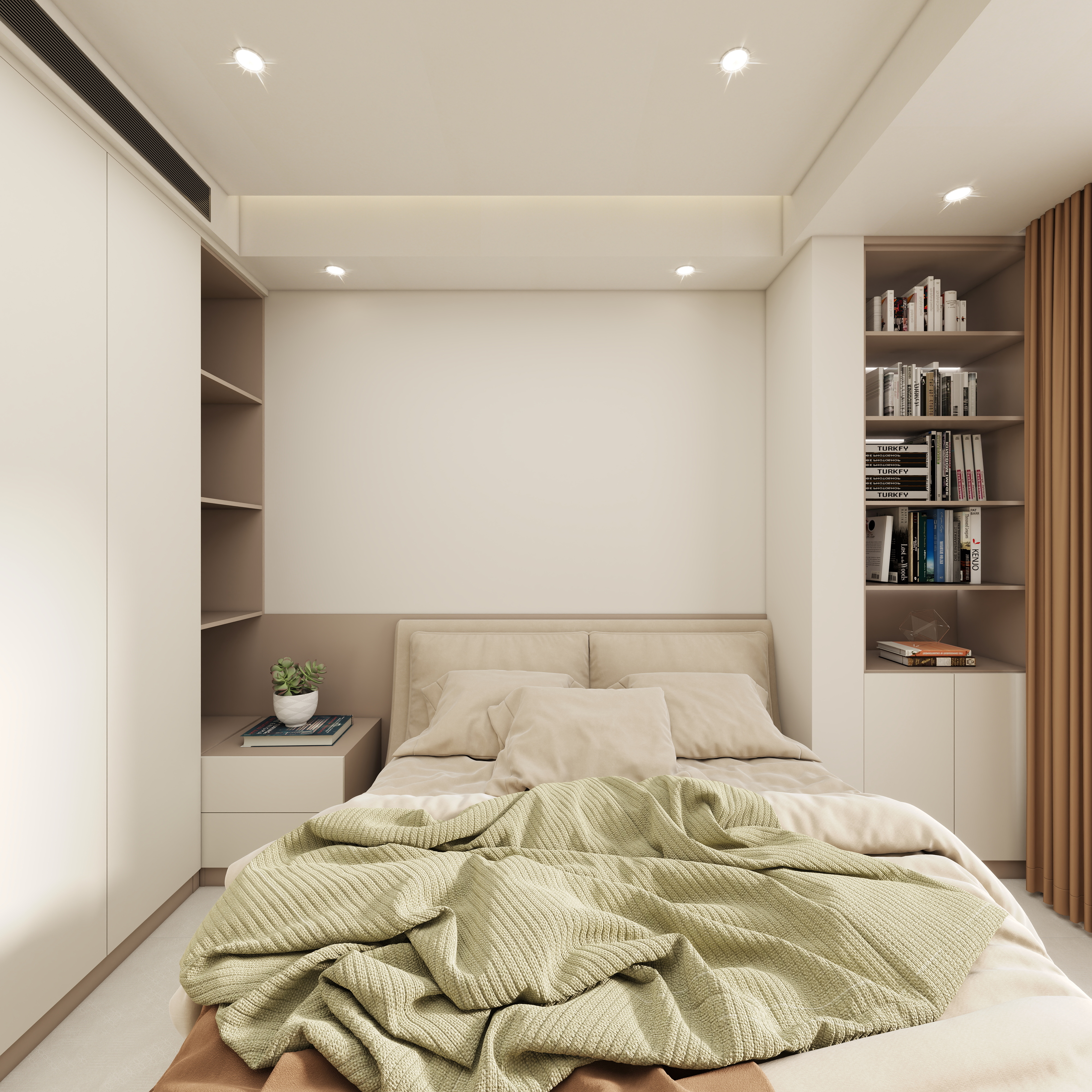 壹诺设计工作室-113㎡3室-奶油风一层次卧装修效果图第4张