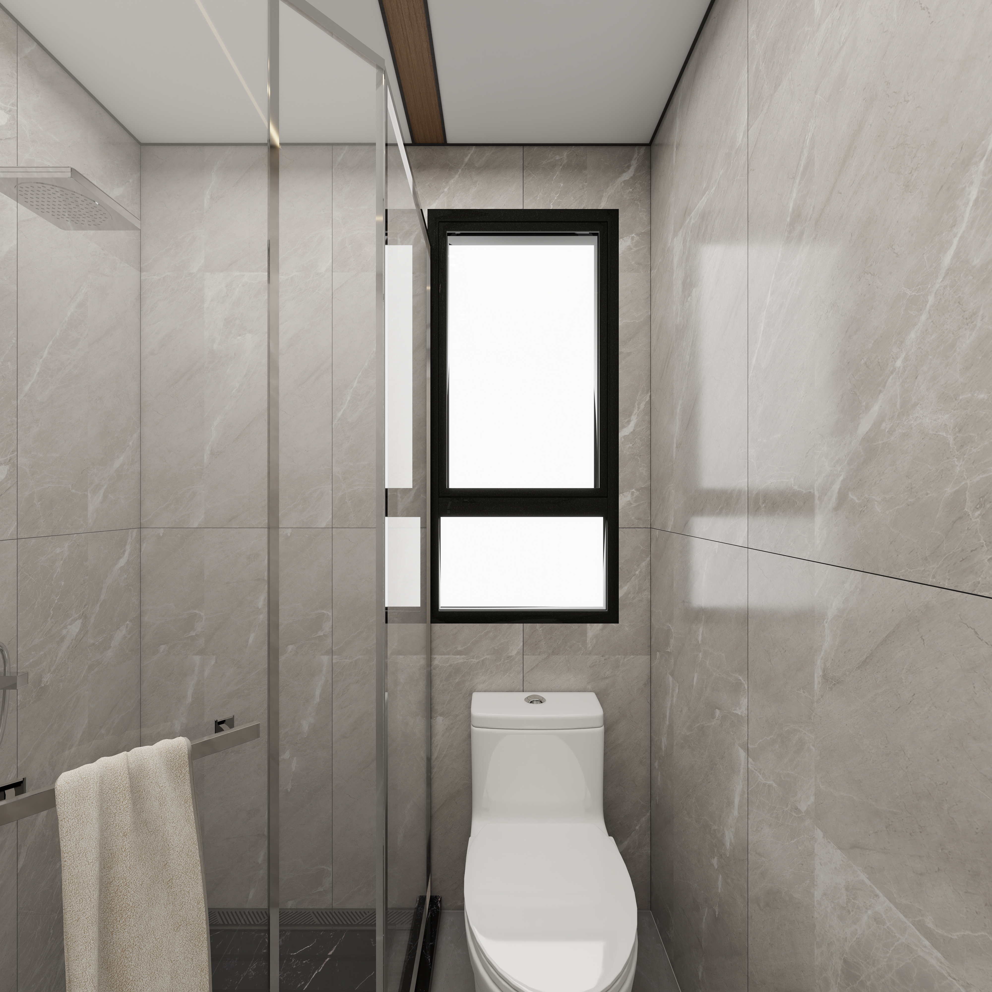 壹诺设计工作室-113㎡3室-奶油风一层卫生间装修效果图第3张