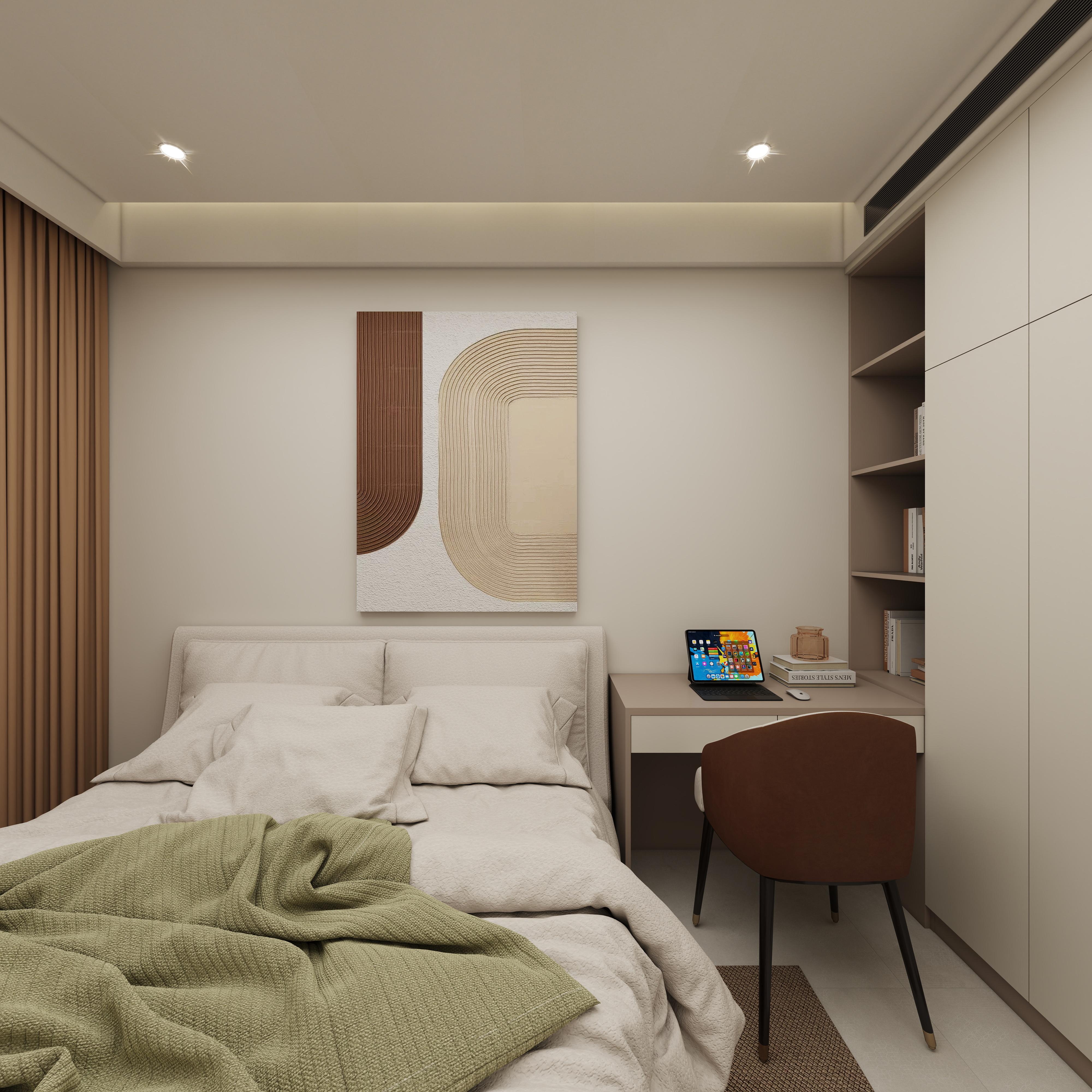 壹诺设计工作室-113㎡3室-奶油风一层老人房装修效果图第3张