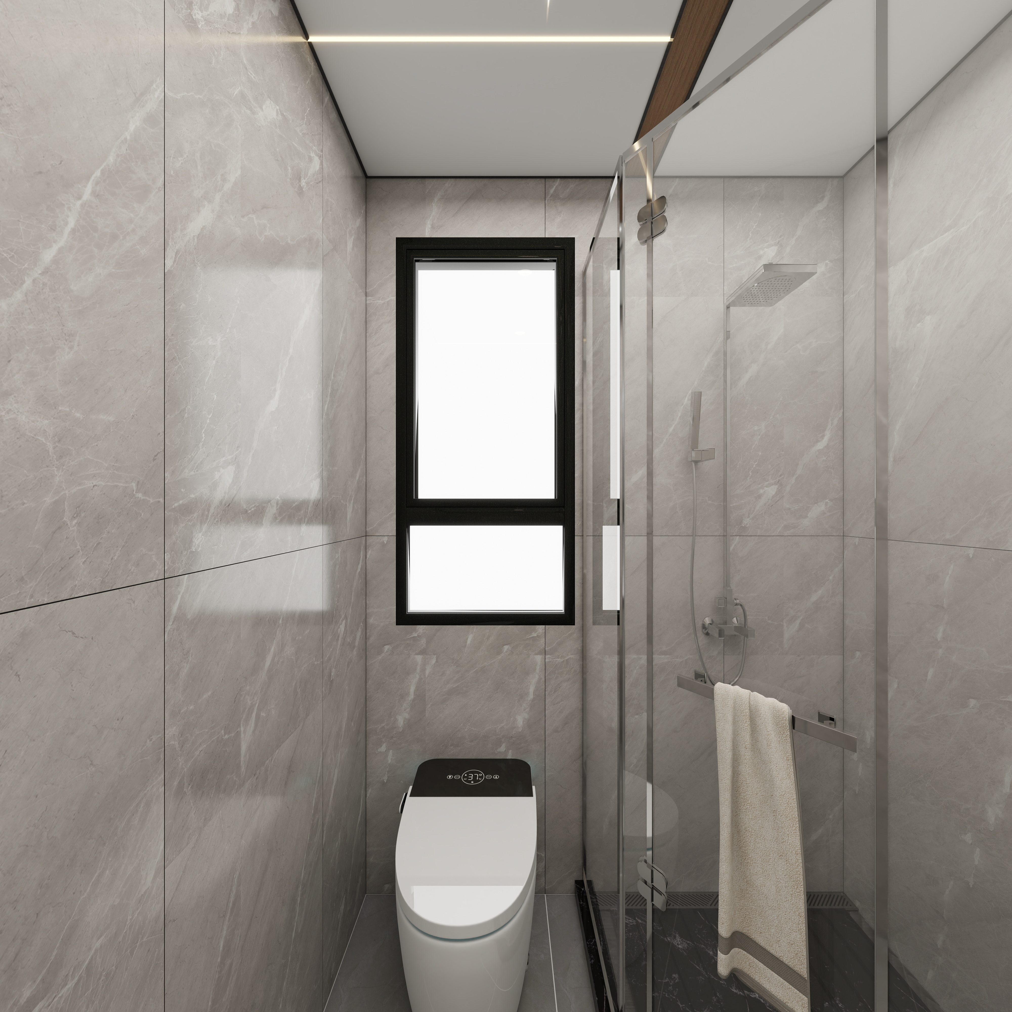 壹诺设计工作室-113㎡3室-奶油风一层卫生间装修效果图第3张