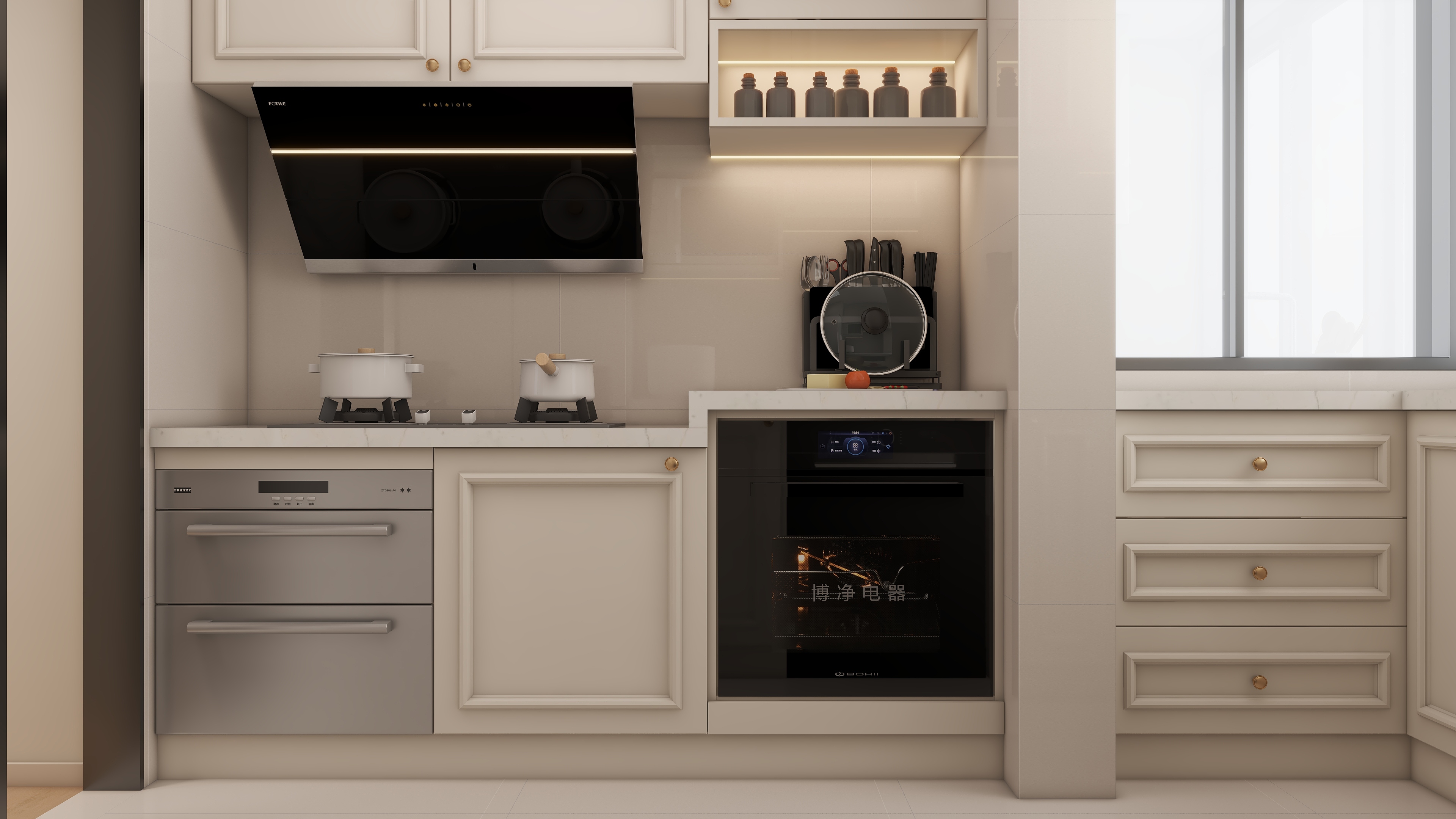 庄育霖-茶花印象140平方法式奶油风四室装修效果图