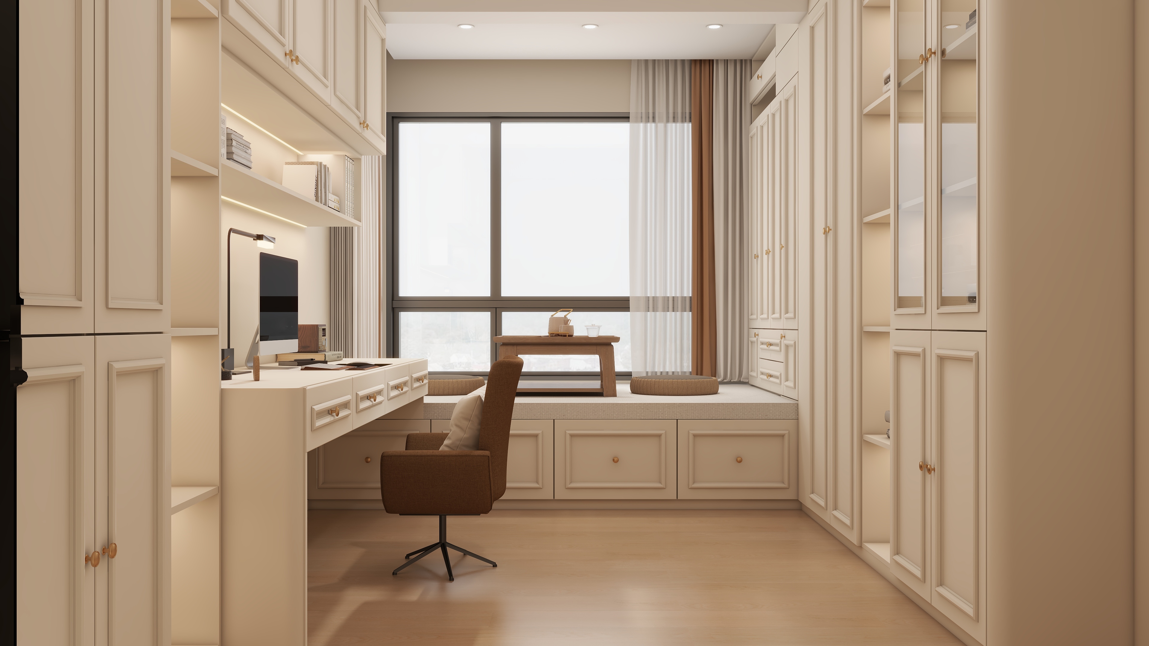 庄育霖-茶花印象140平方法式奶油风四室装修效果图