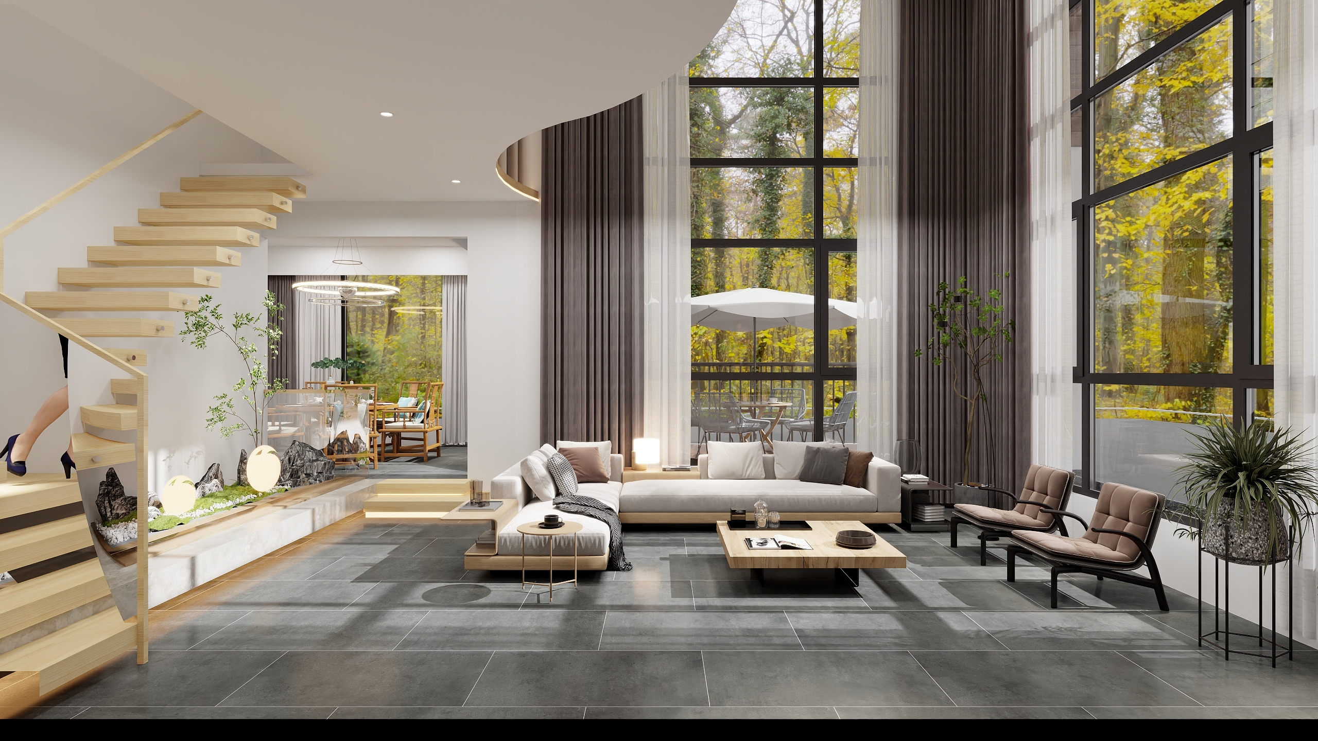 神马云在线-自建房-民宿1层装修效果图