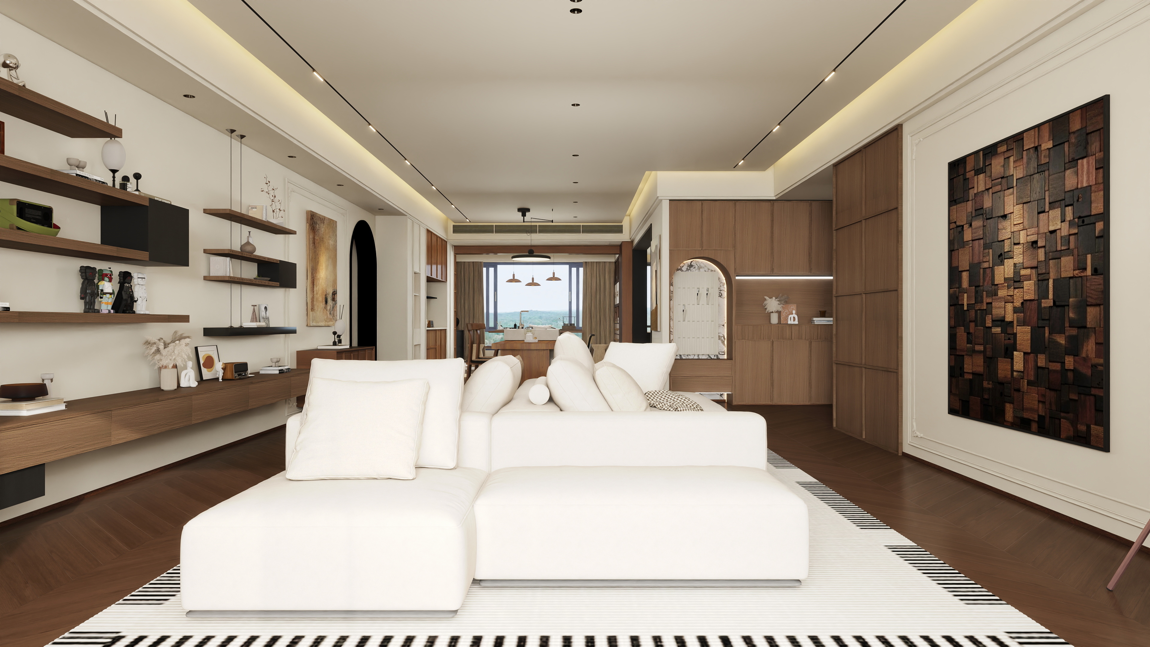 张煜强煜境设计-盛世名门中古奶油279㎡6室装修效果图