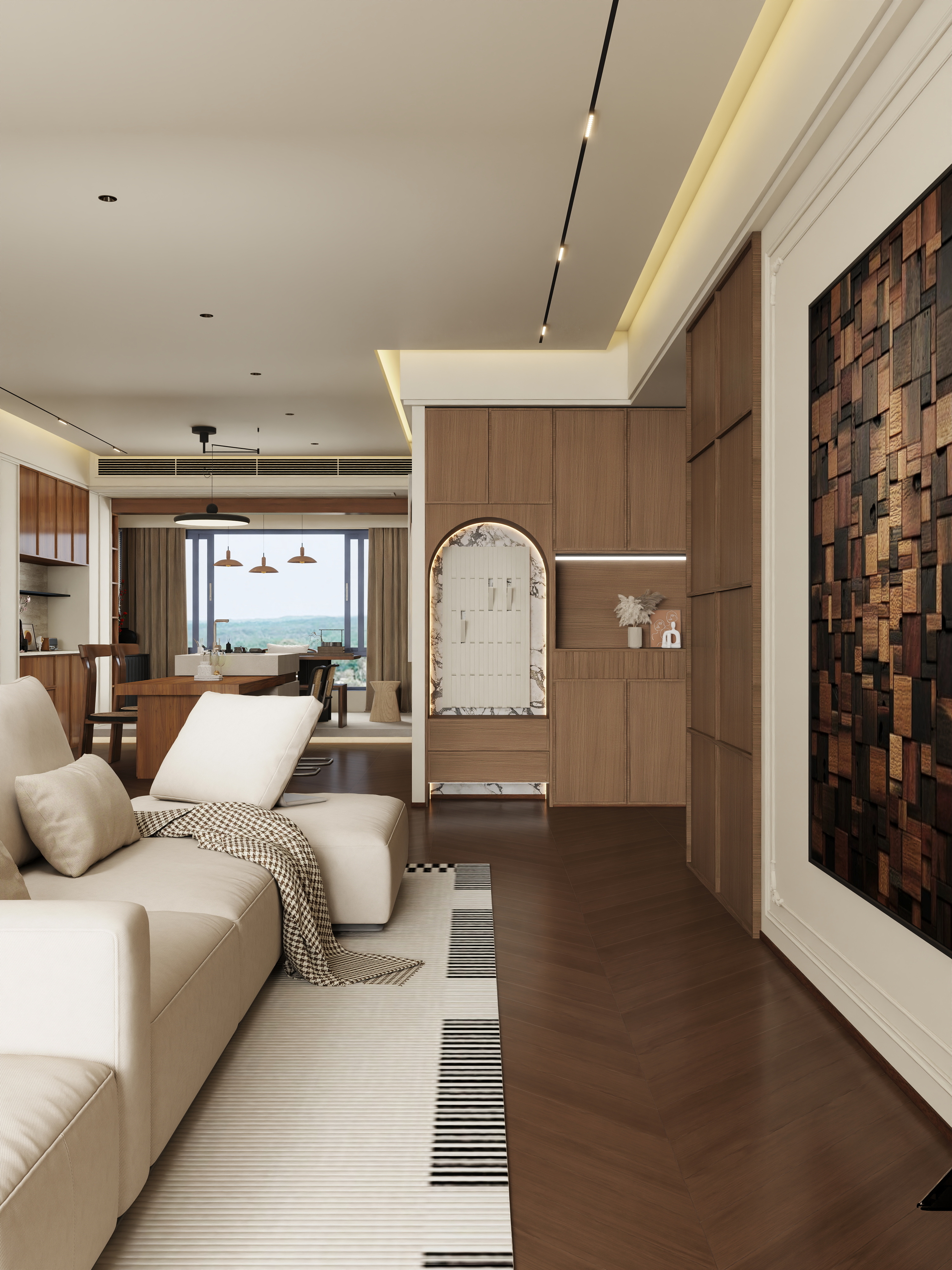 张煜强煜境设计-盛世名门中古奶油279㎡6室装修效果图